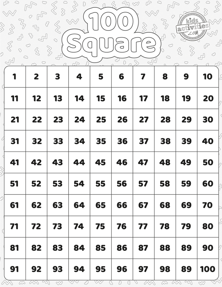 100 Square Printable Free Resources Kids Activities Blog