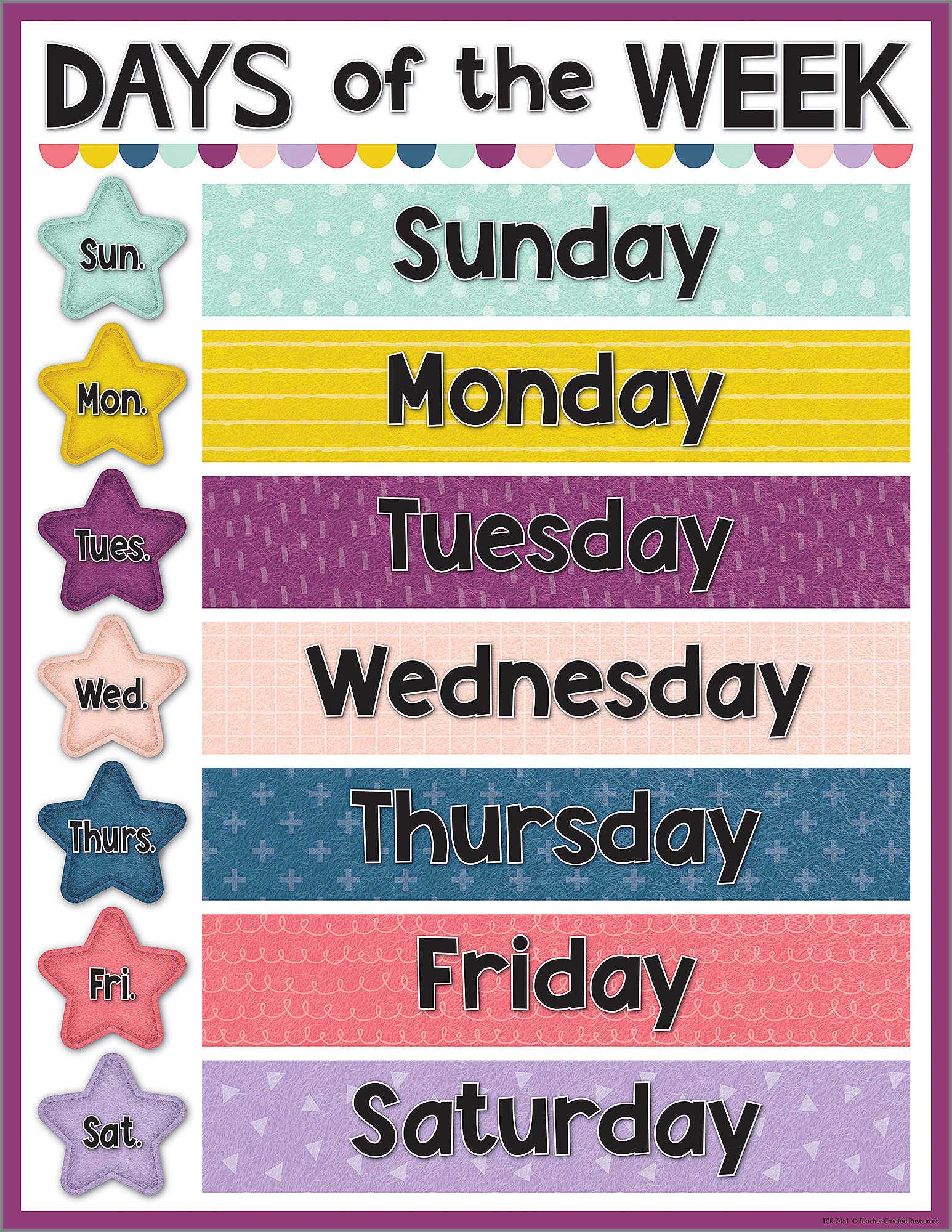 printable days of the week chart