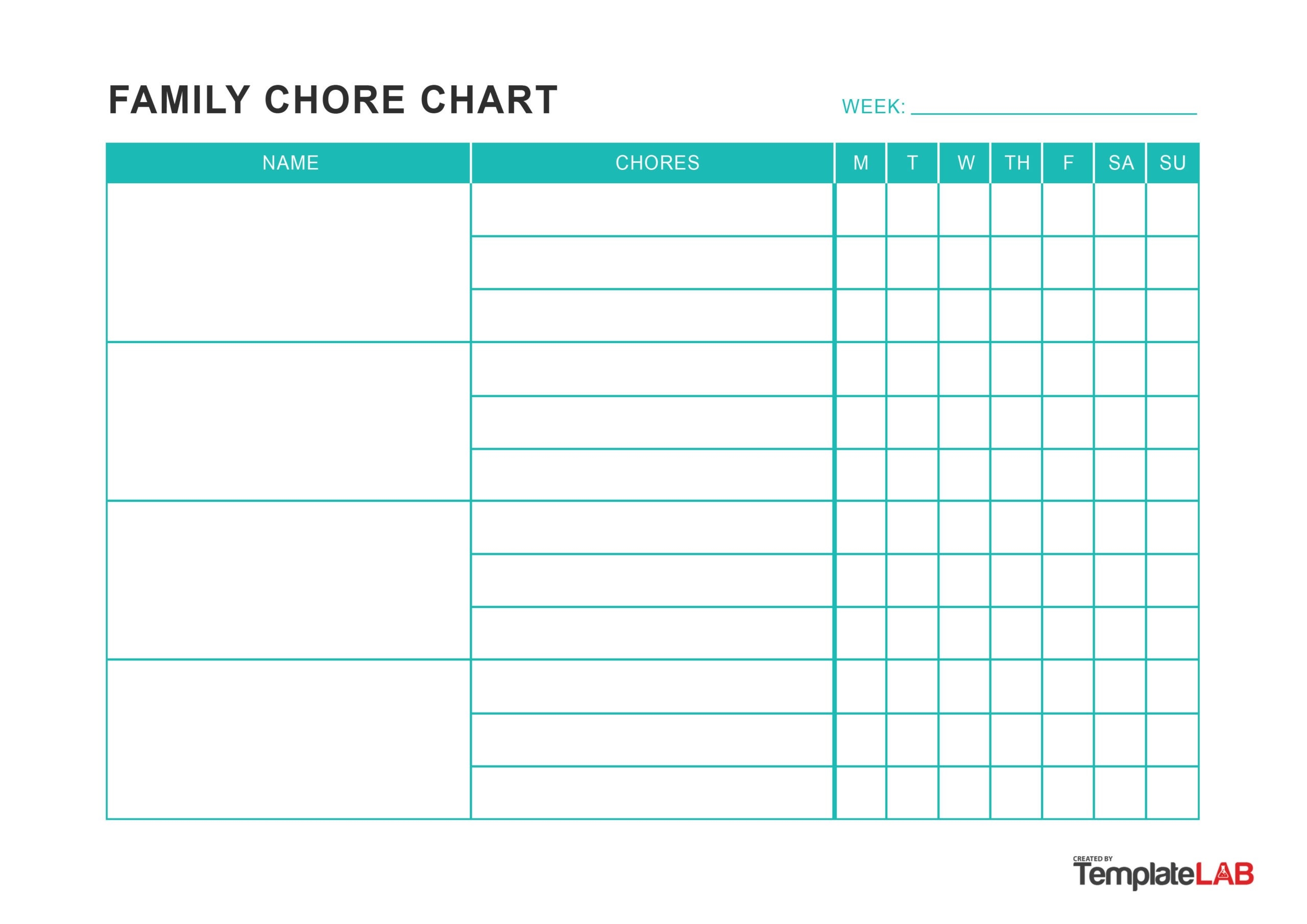 weekly printable chore chart