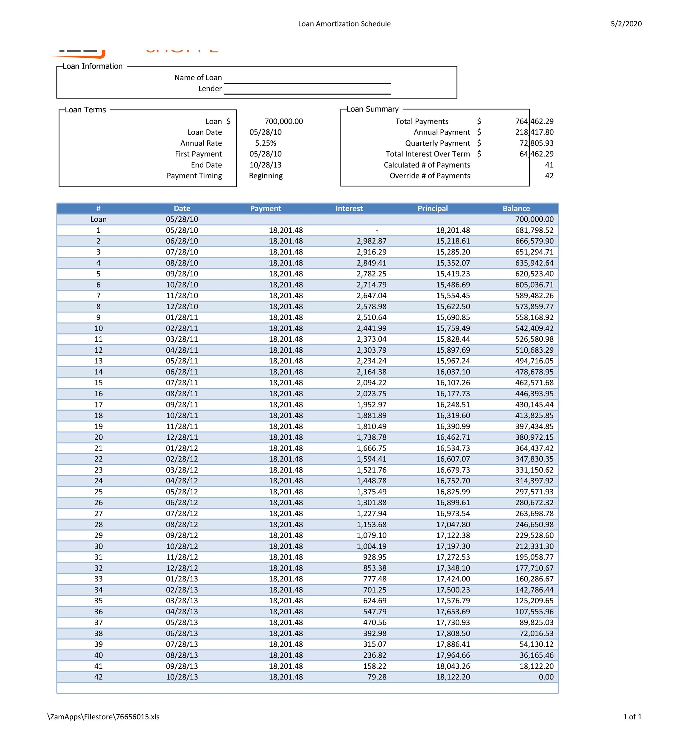 28 Tables To Calculate Loan Amortization Schedule Excel TemplateLab