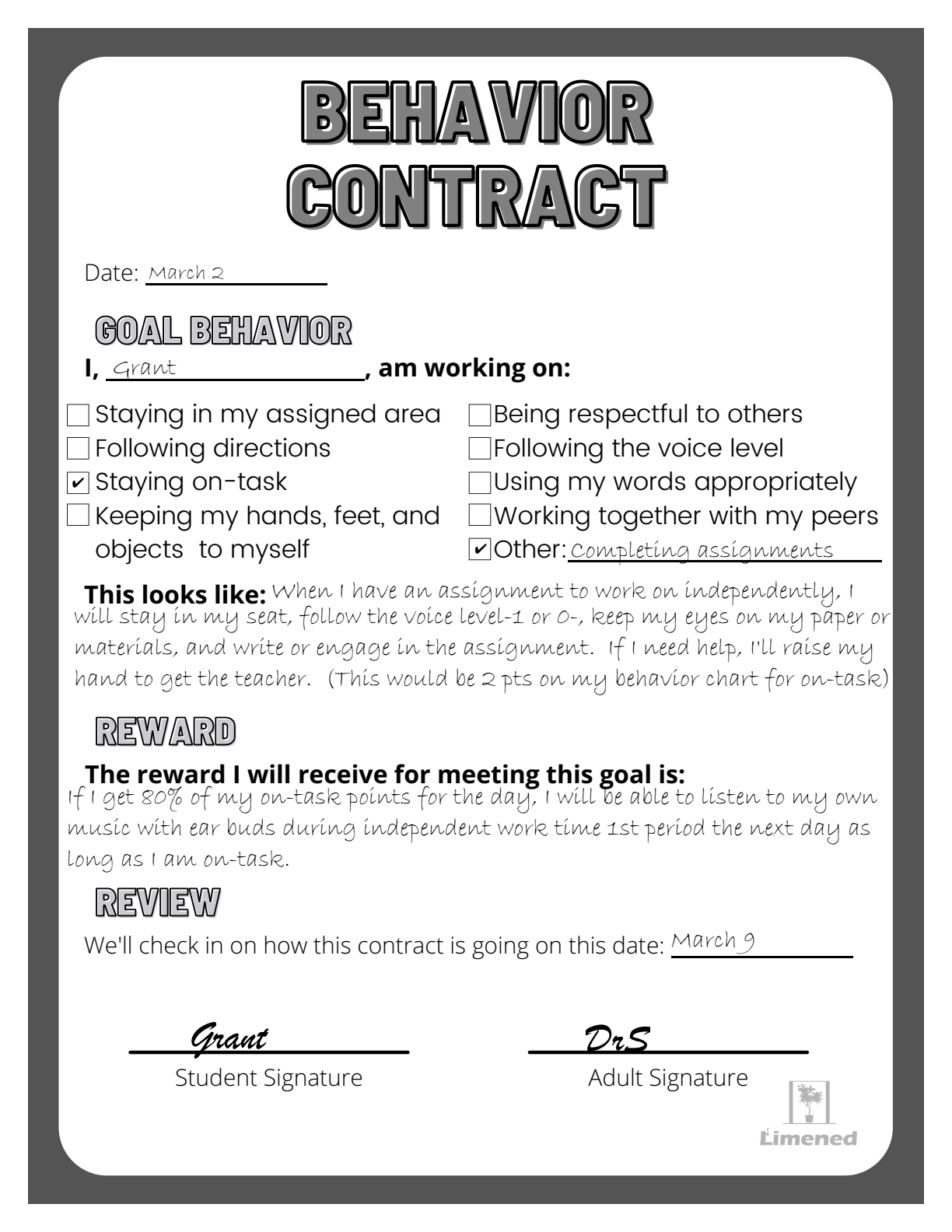 28 Turnkey Behavior Contract Templates To Open The Door To Better Behavior Limened