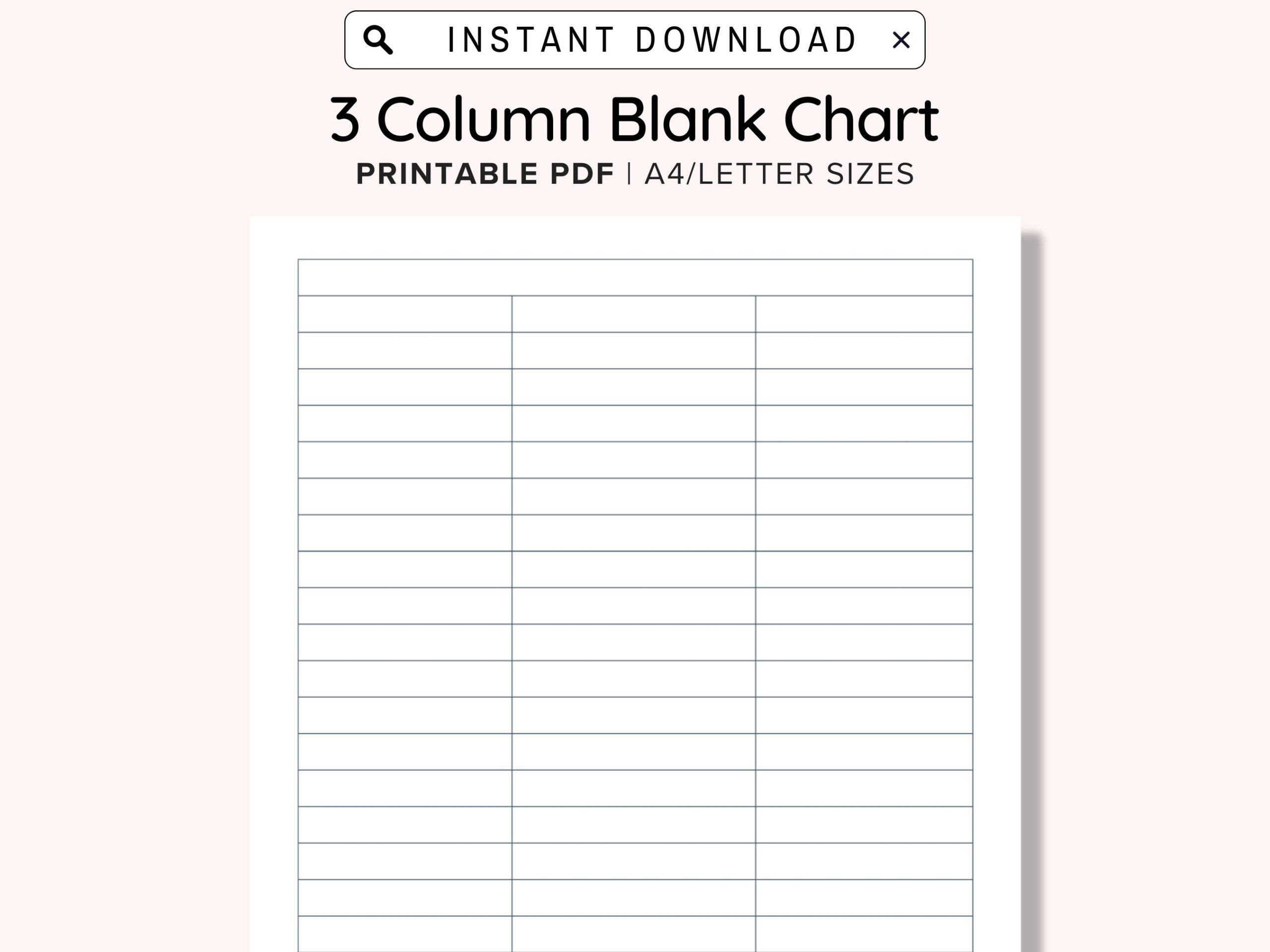 3 Blank Columns Chart Text Input Print And Write Printable Digital Download Blank Column Template Printable Columns Columns W Title PDF Etsy Denmark
