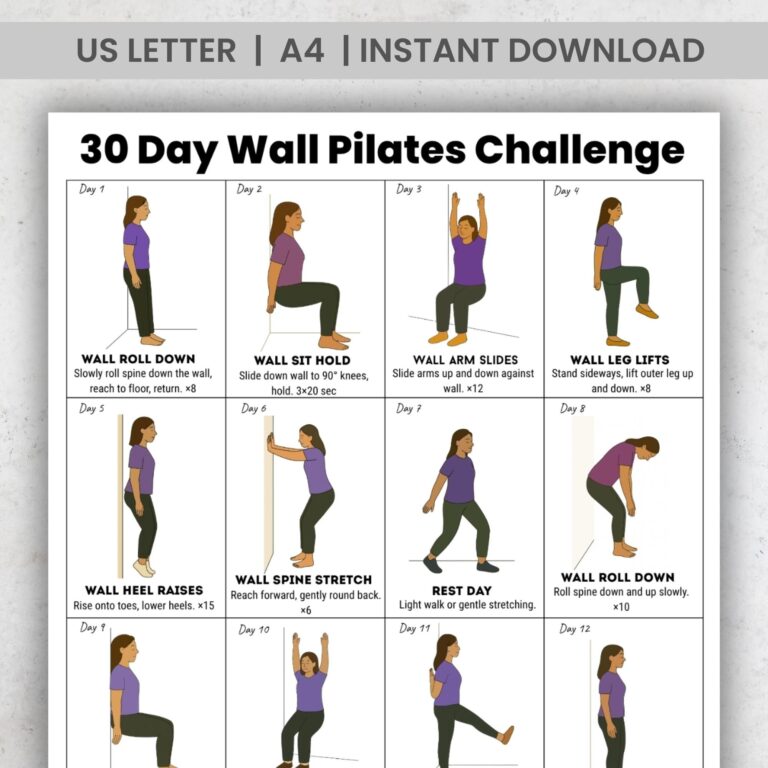30 Day Wall Pilates Challenge Printable PDF Gentle Daily Wall Exercises Chart For Home Workout Beginner Friendly Instant Download Etsy Israel