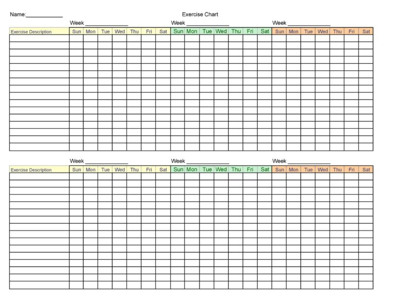 46 Printable Exercise Charts 100 Free TemplateLab