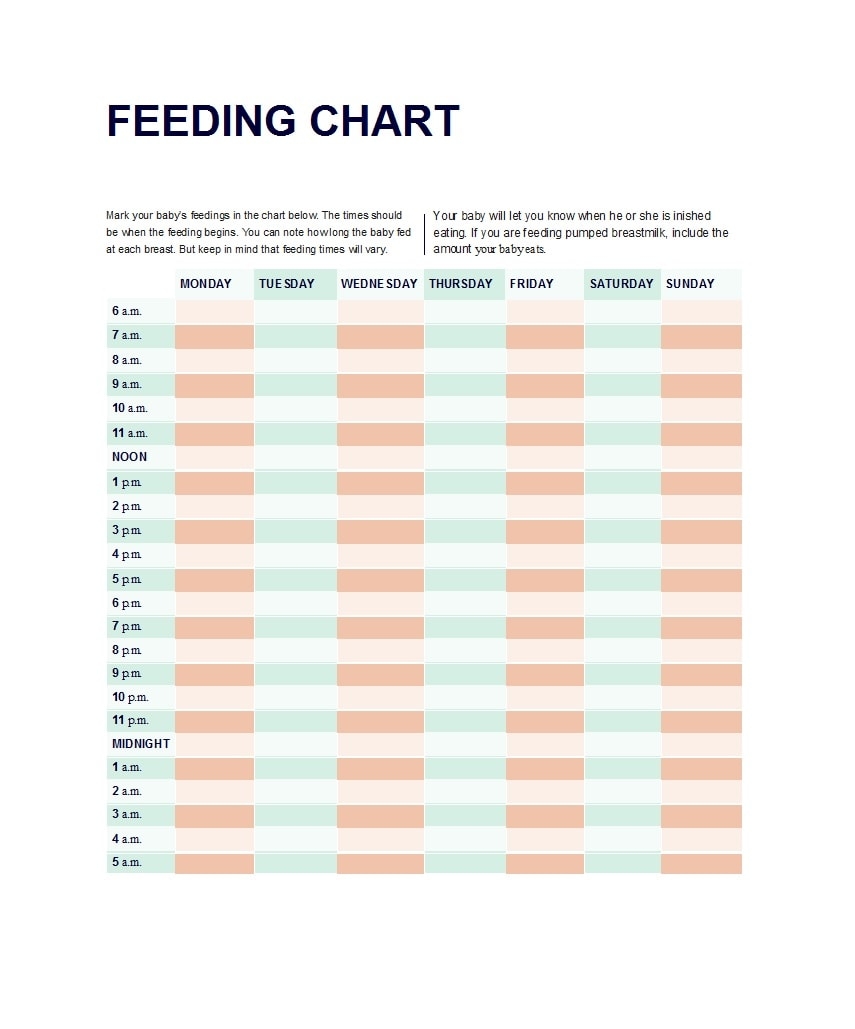 50 Printable Baby Feeding Charts Newborn Feeding Schedule 