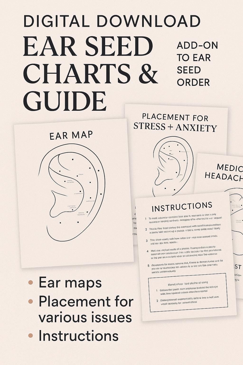 Addiction Ear Seed Chart Placement Guide Digital Download Etsy