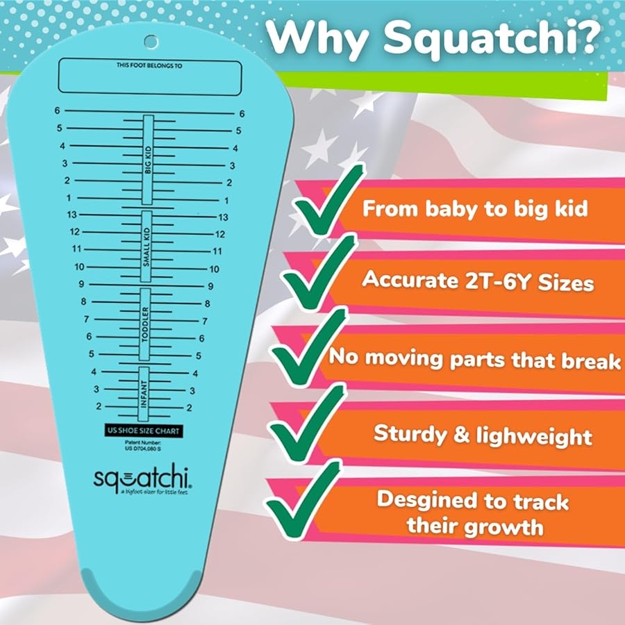 Amazon Squatchi Shoe Sizer For Baby Toddler Kids Home Foot Measuring Device From Baby To Big Kid 2T 6Y Great Baby Shower Keepsake Gift Idea Measurement Chart With