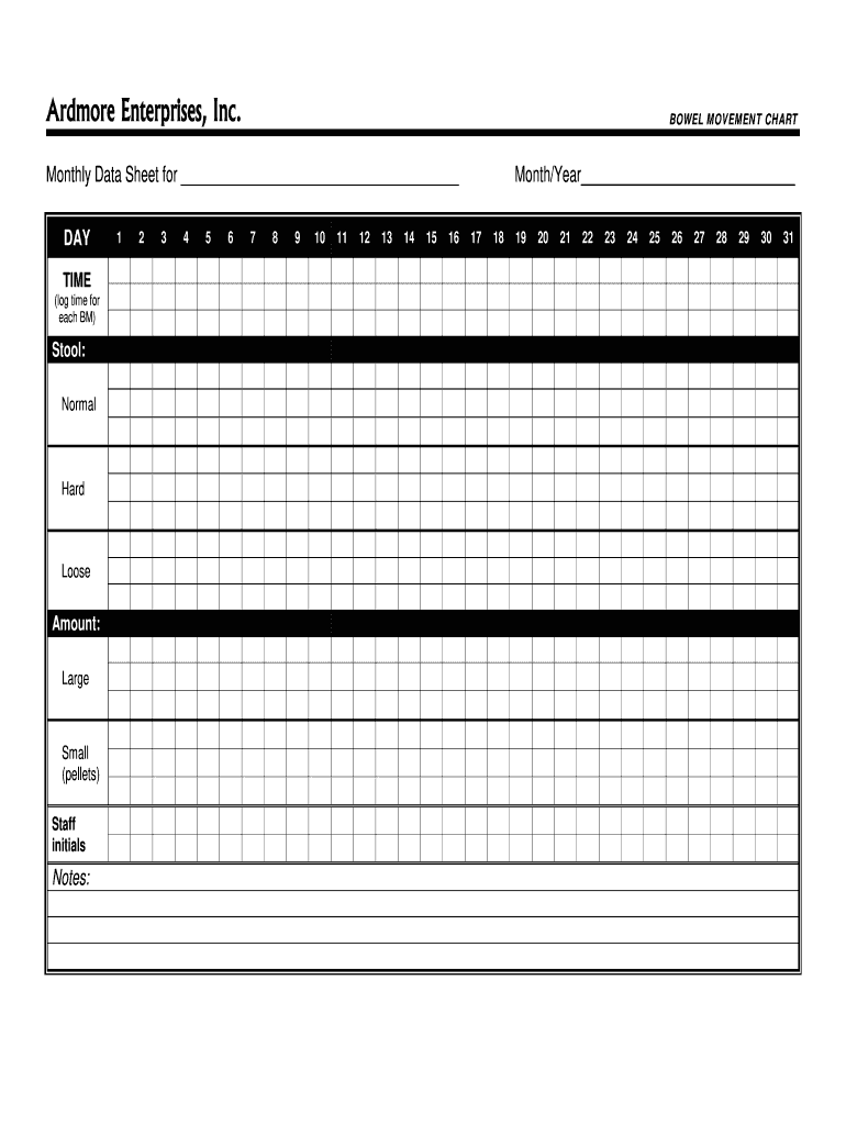 Ardmore Enterprises Bowel Movement Chart Fill Out Sign Share Online PdfFiller