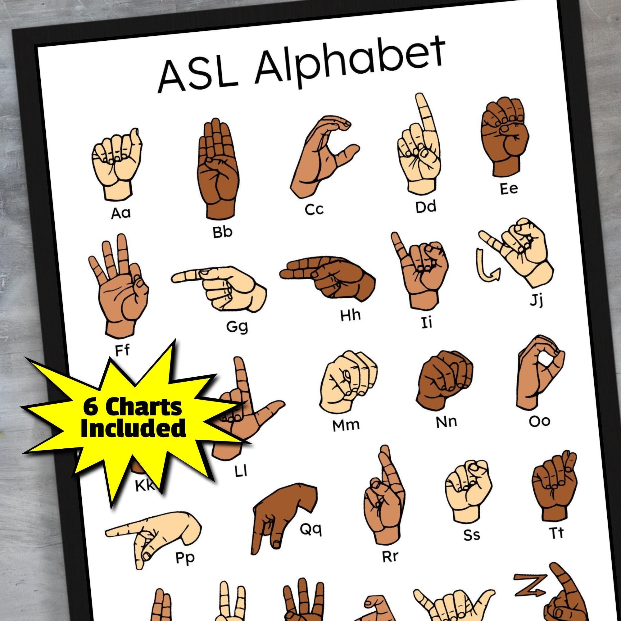 asl alphabet printable chart