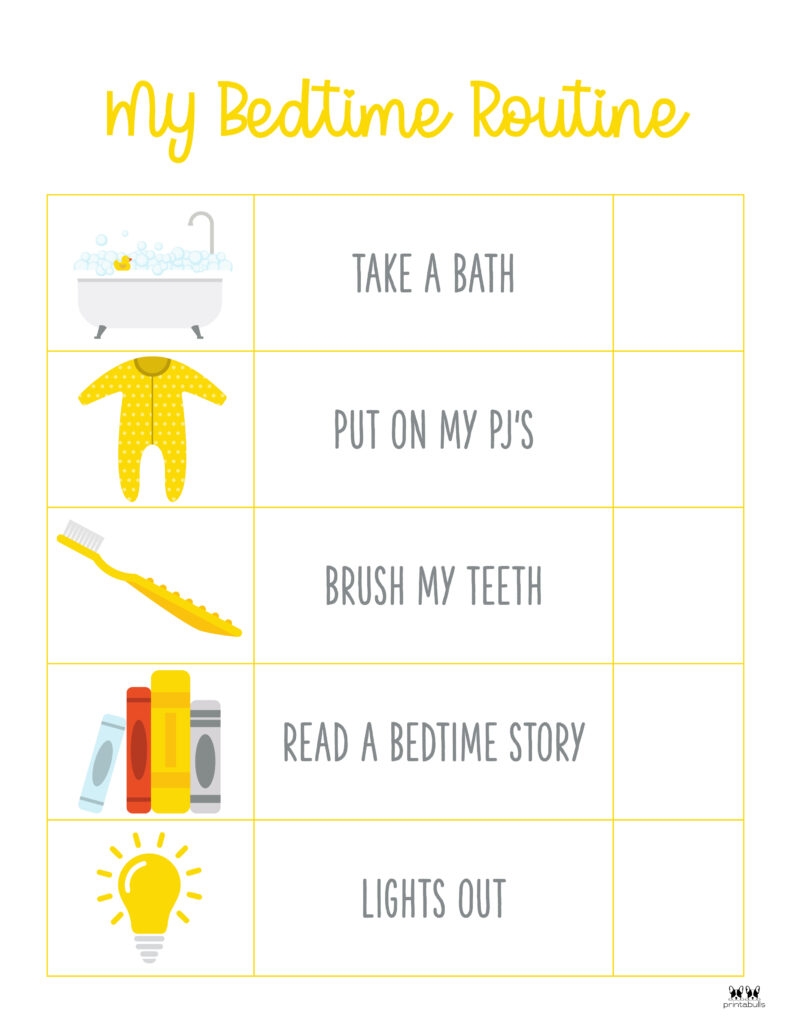 bedtime routine chart free printable