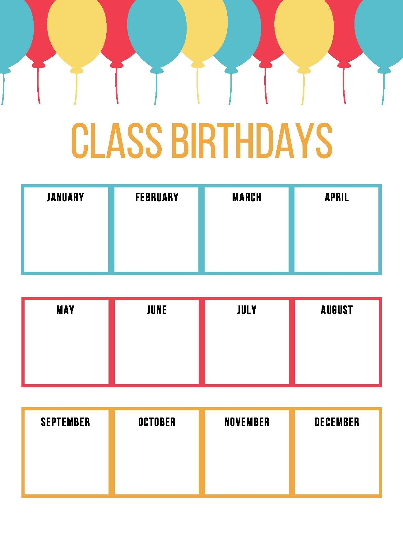 Birthday Chart Printable By Good Learning Great Learning TPT