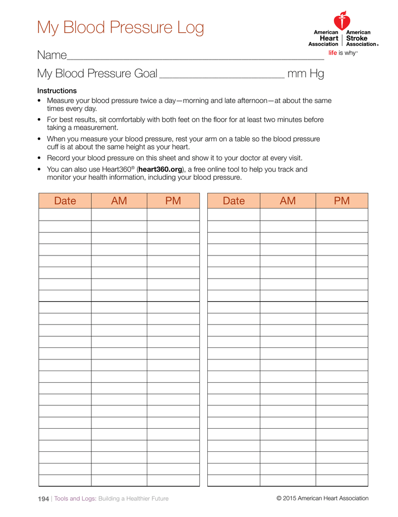Blood Pressure Log Track Monitor Your Health