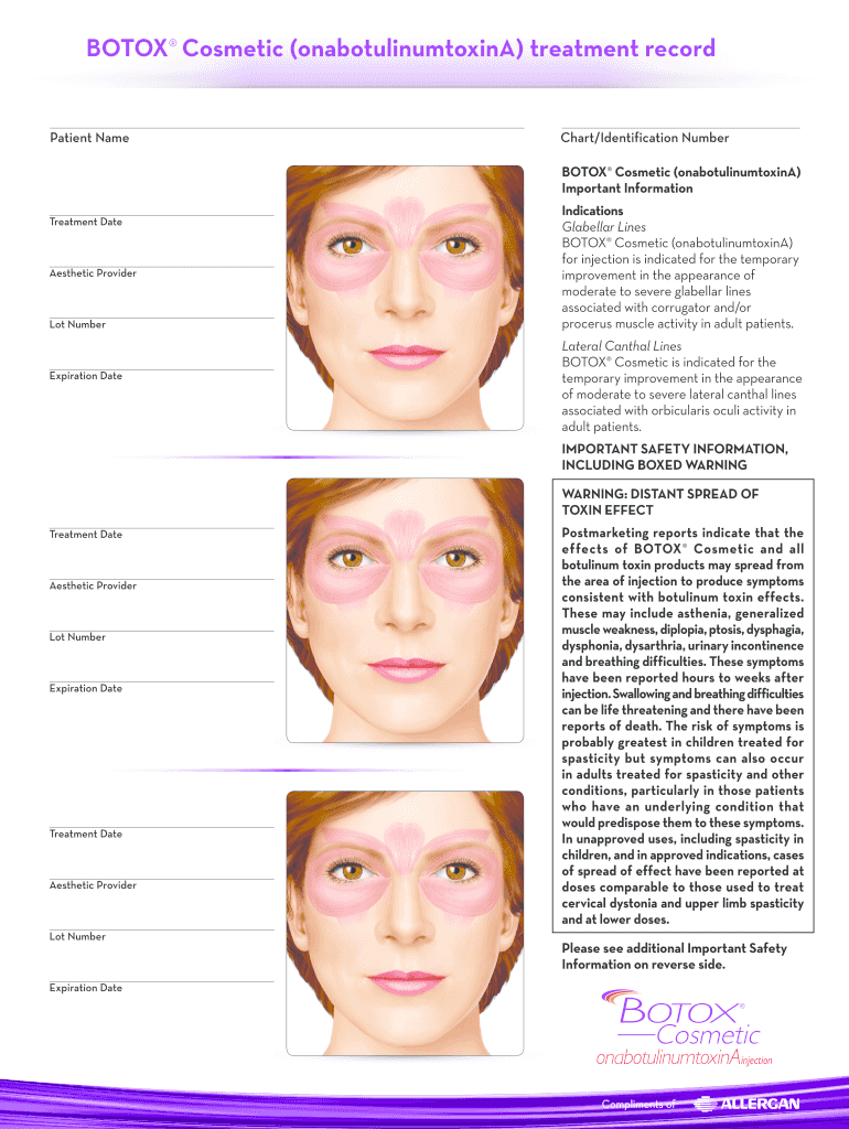 BOTOX Cosmetic Treatment Record Fill Out Sign Share Online PdfFiller