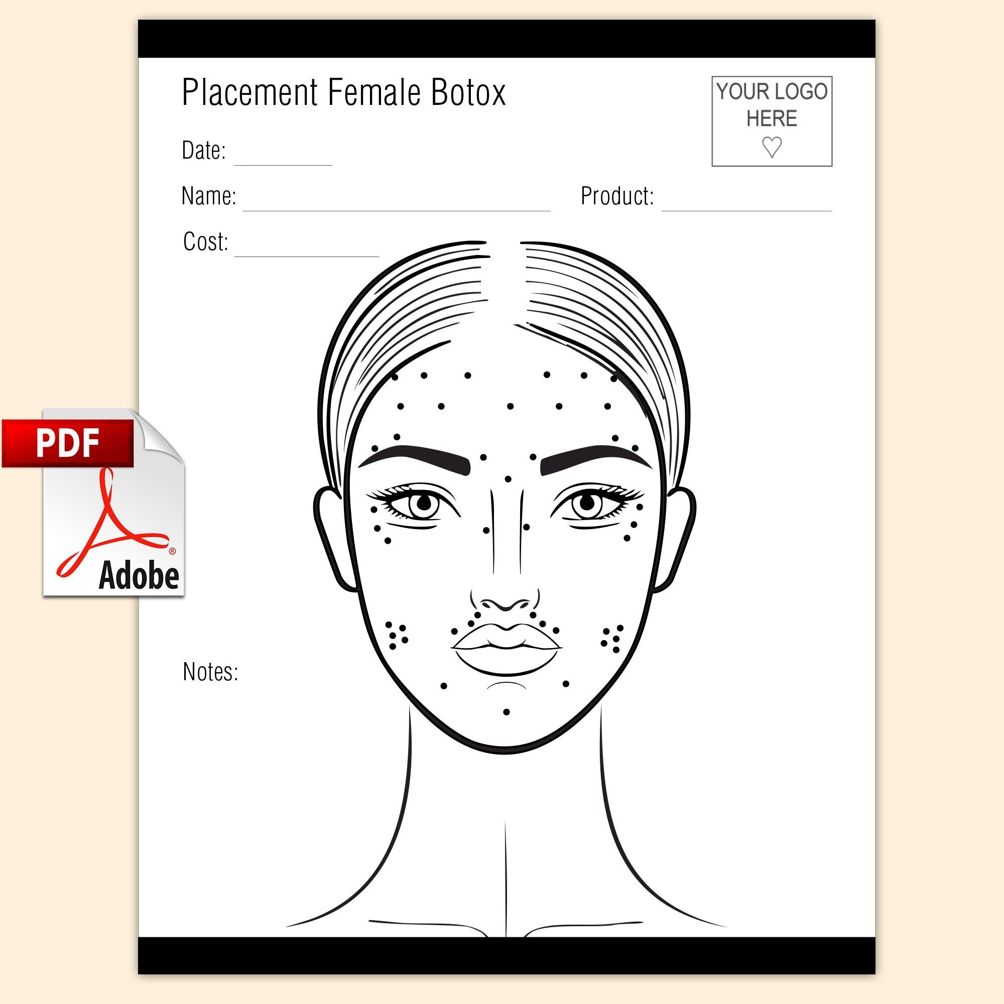 free printable botox face chart