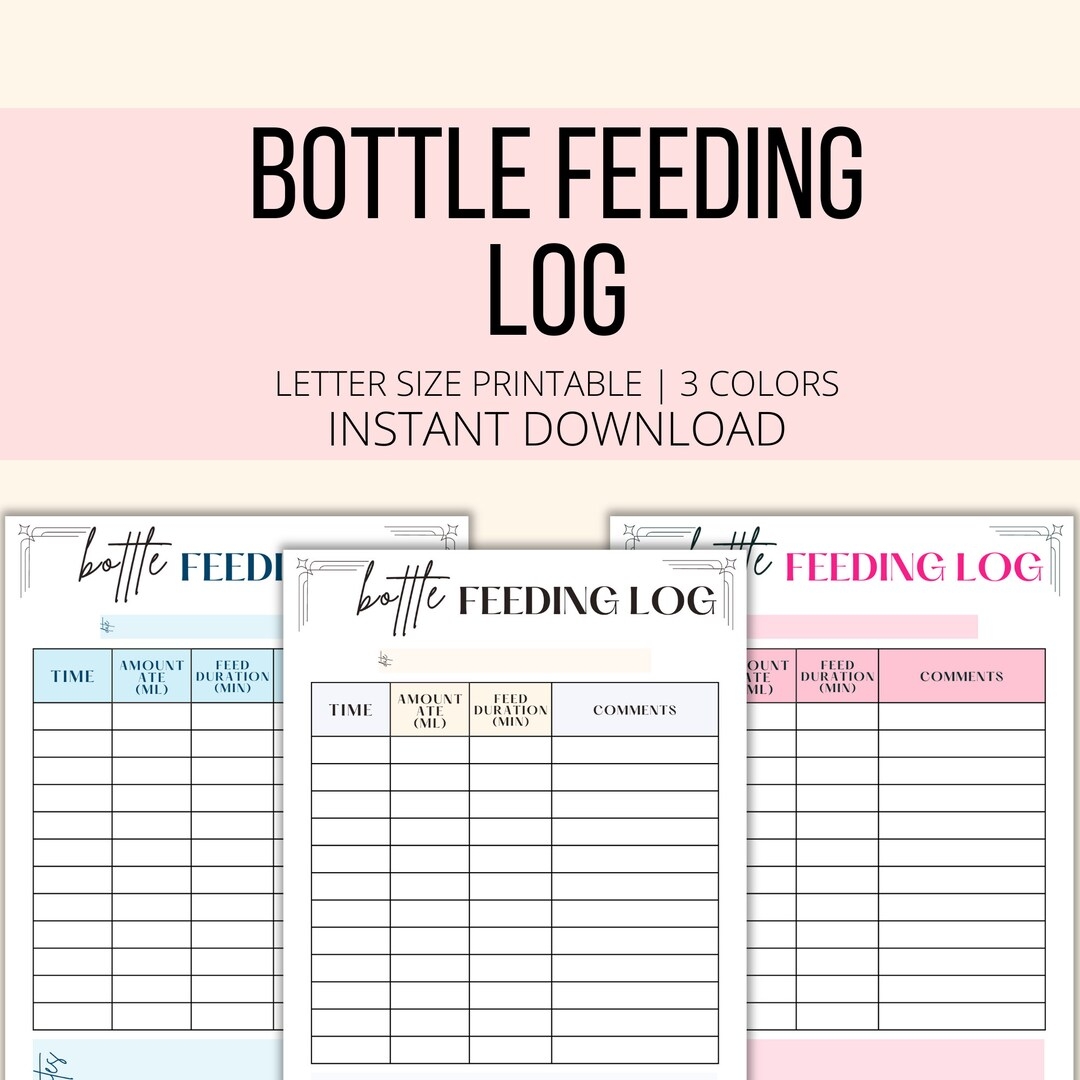 Bottle Feeding Log Printable Baby Feeding Chart Tracker For Formula Breastmilk Newborn Infant Baby Care Feeding Tracker Planner Log PDF Etsy