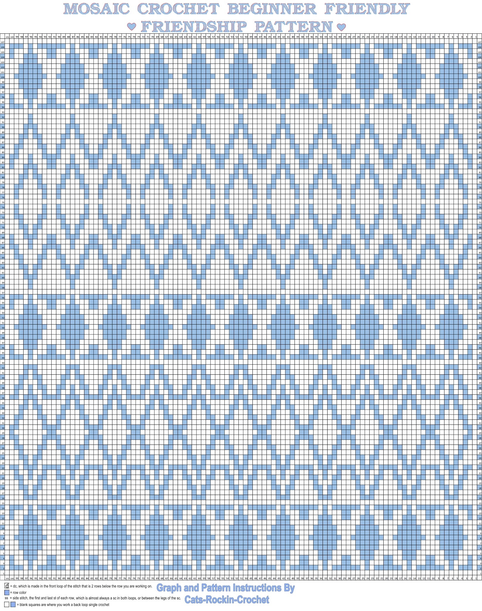 Cats Rockin Crochet Free Crochet And Knit Patterns Mosaic Crochet Beginner Friendly Pattern And Chart