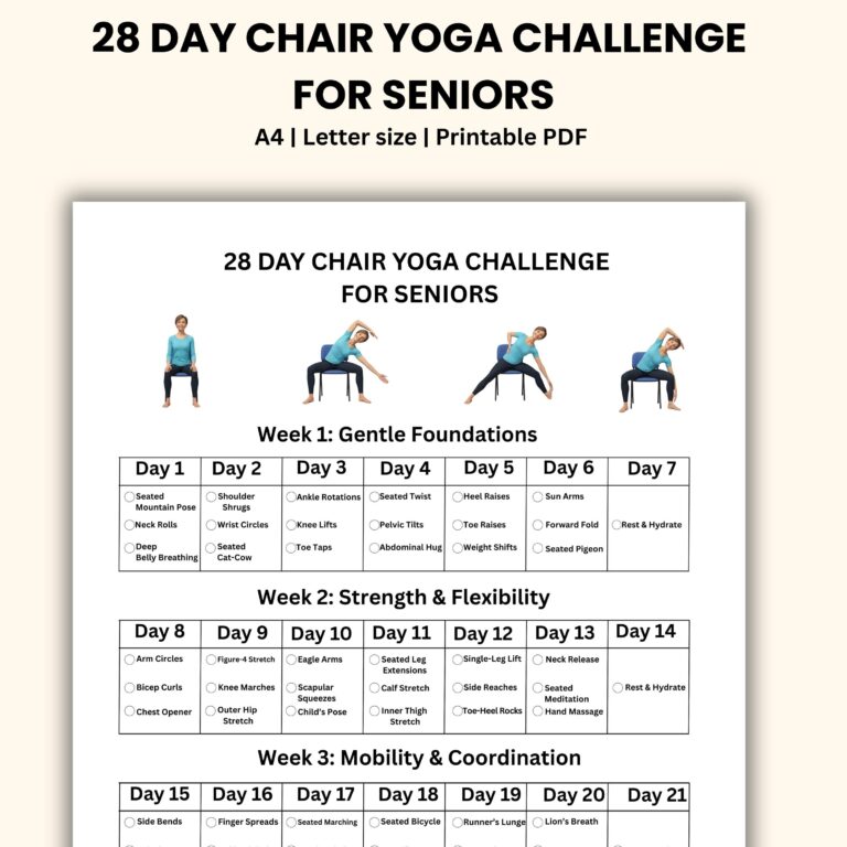 Chair Yoga Challenge 28 day Printable Guide For Seniors Etsy