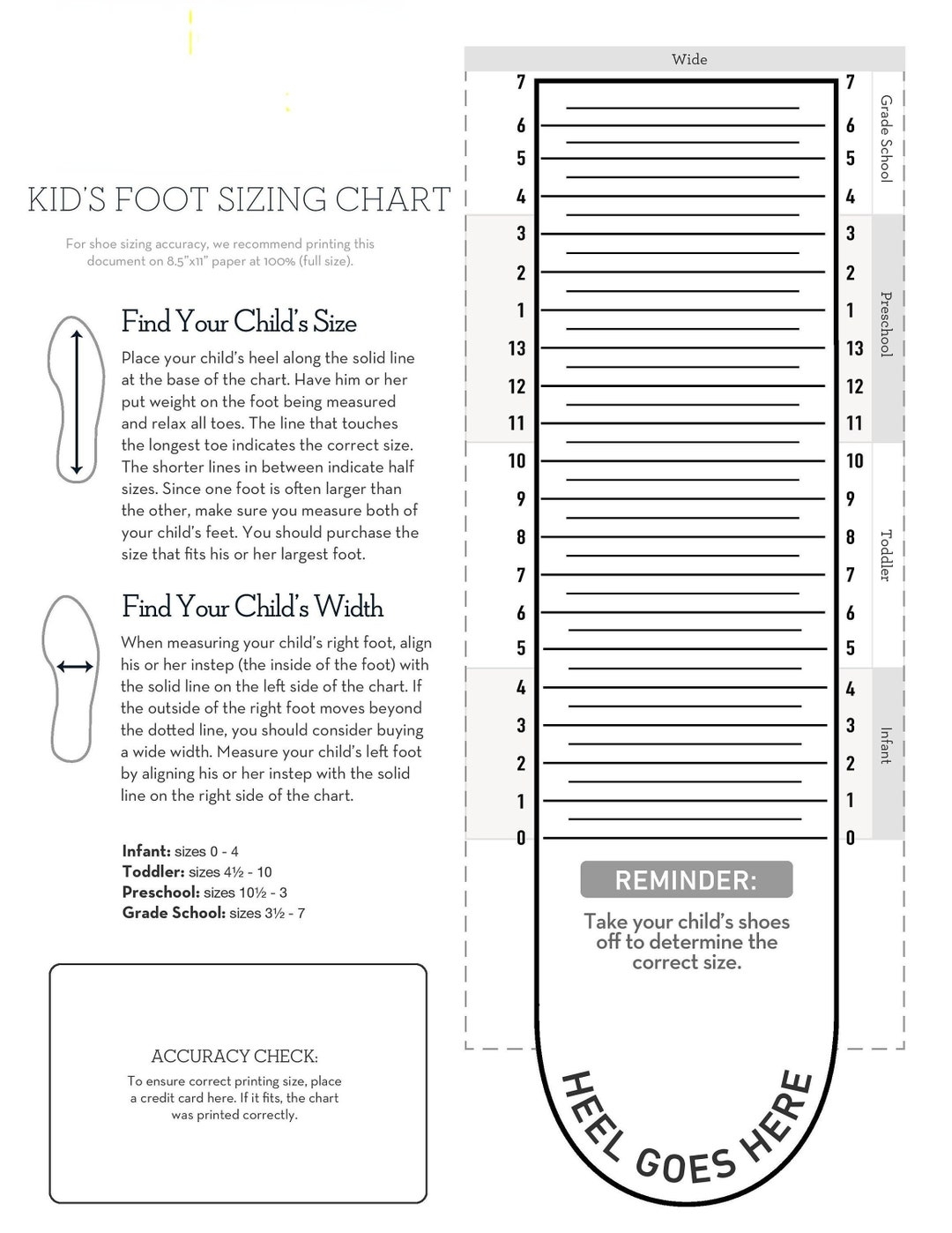 Chart Pdf Printable Foot Size Chart Printable Kids Shoe Foot Measurement Print Out Free Printable Shoe