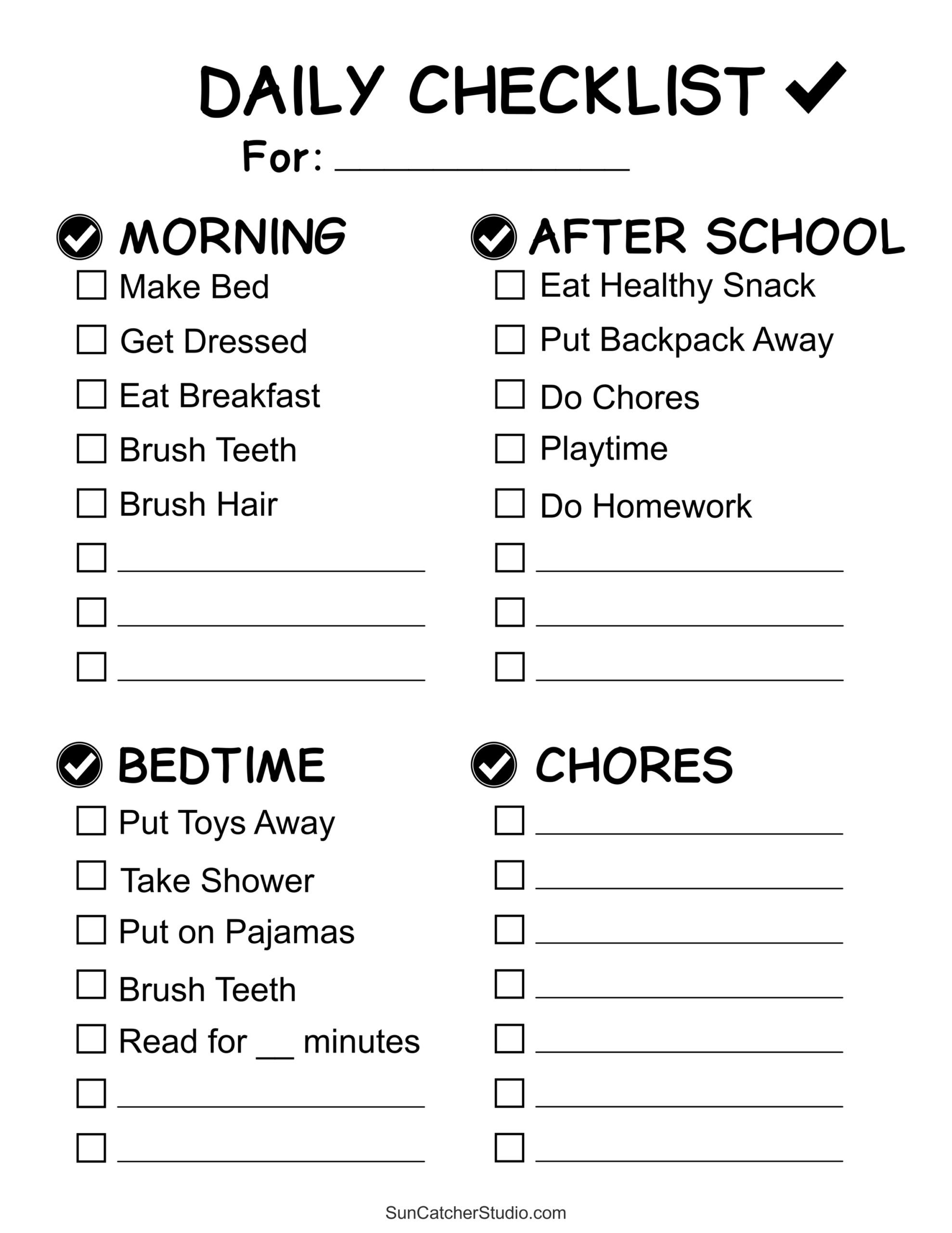 free printable daily chore chart