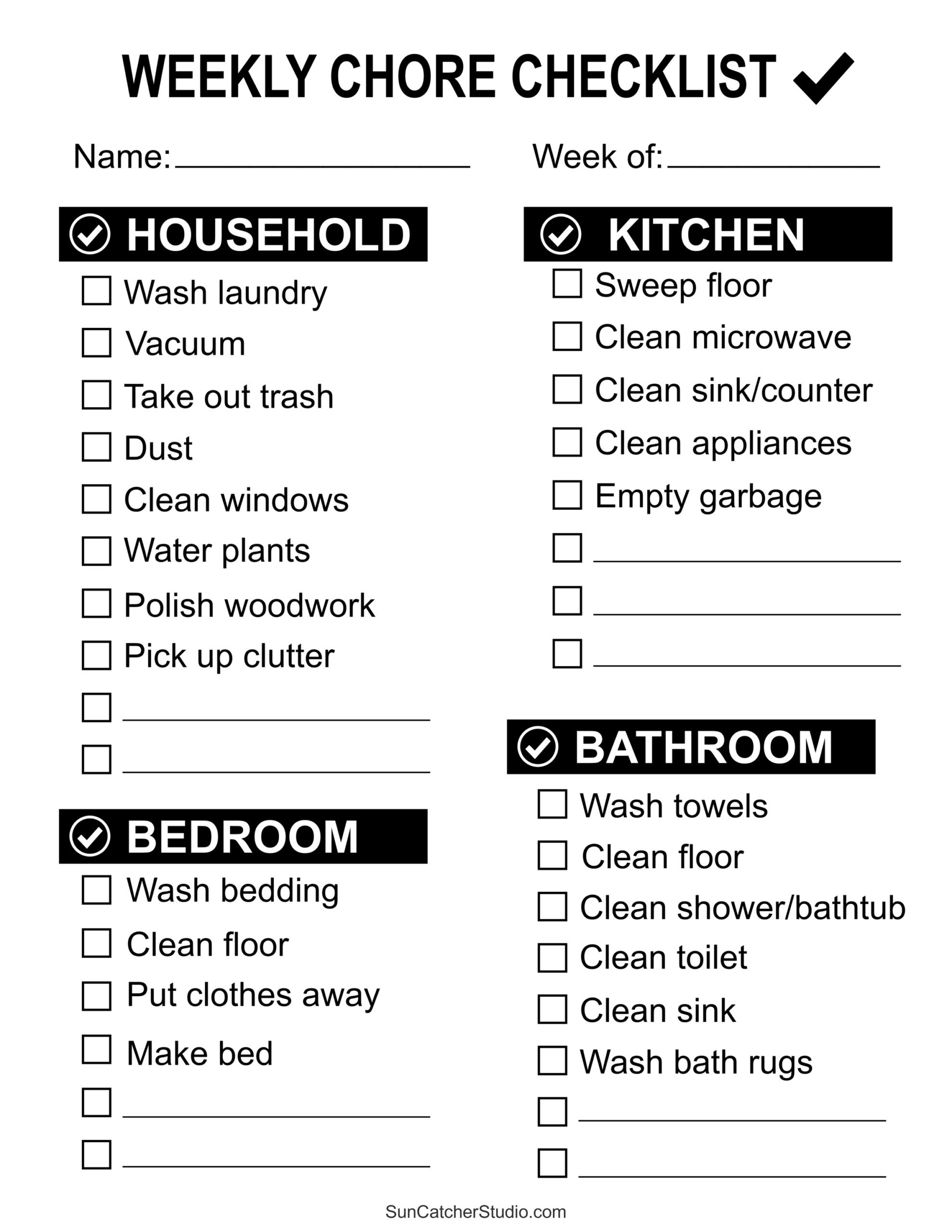chore list chart printables