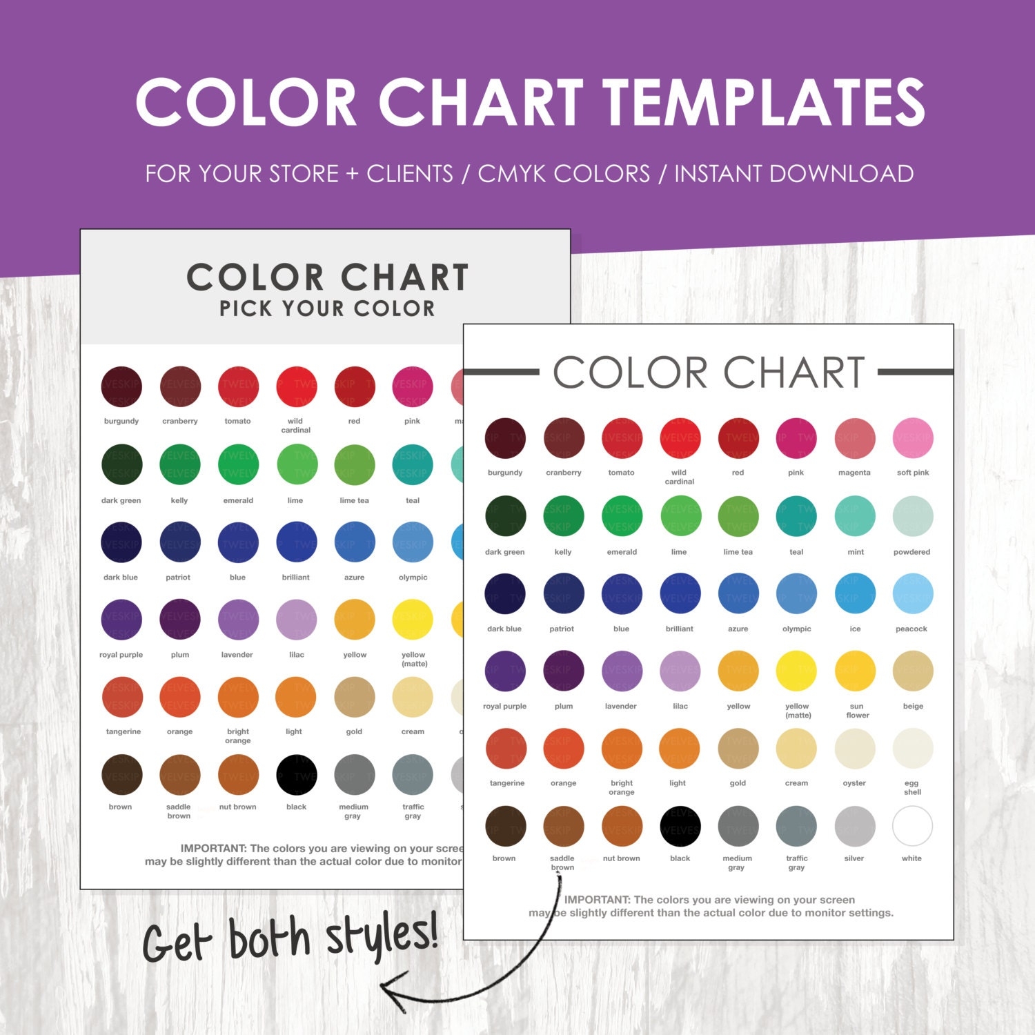 color chart printable