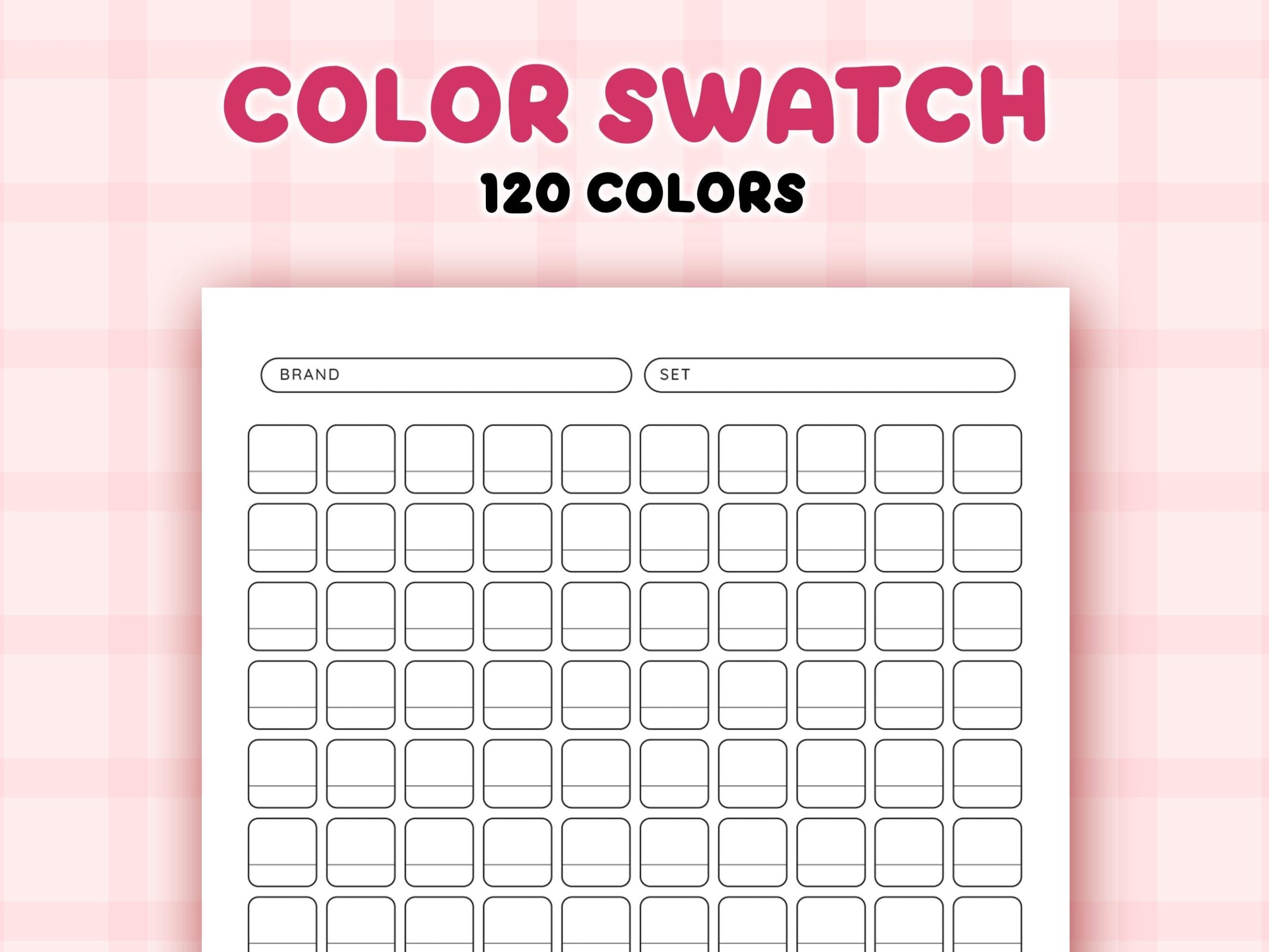 Color Swatch Chart Printable Blank Color Swatches Sheets PDF Alcohol Markers Blank Color Chart Printable 120 Color Test Etsy