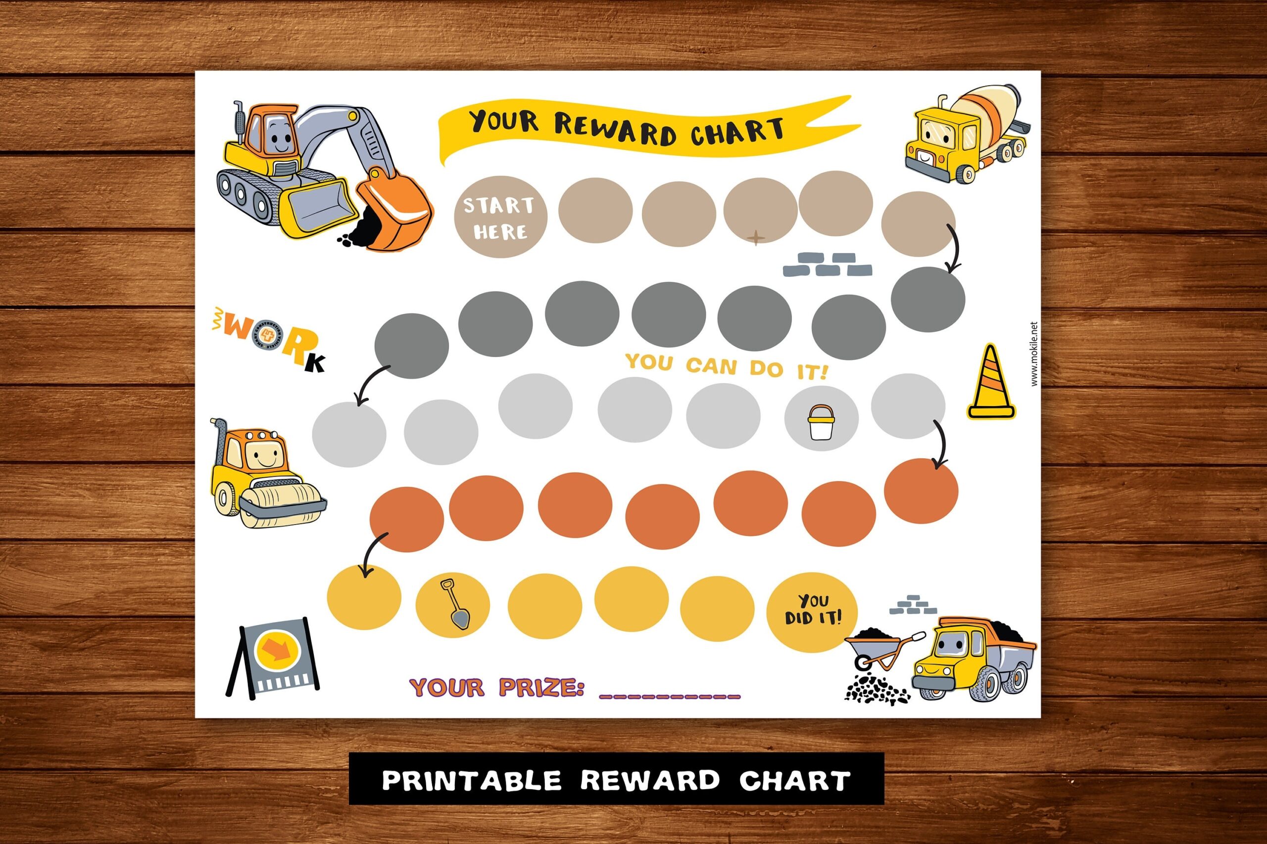 Construction Trucks Reward Chart Kids Potty Training PDF JPG Etsy
