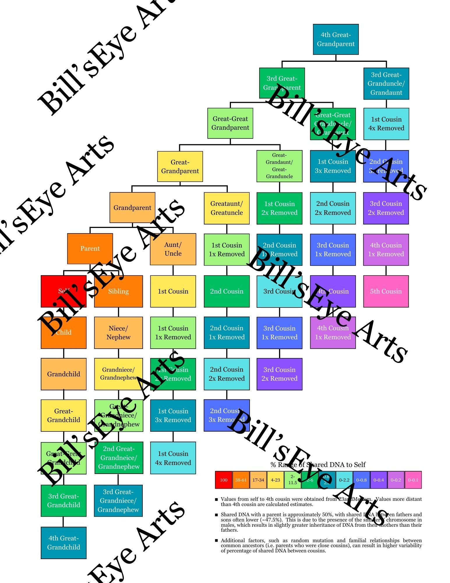 Cousin Chart For Use With Genealogy And Family History One Download Includes Several Color Options And Is Fully Customizable In Canva Etsy