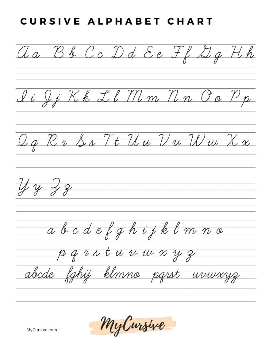 cursive alphabet chart printable