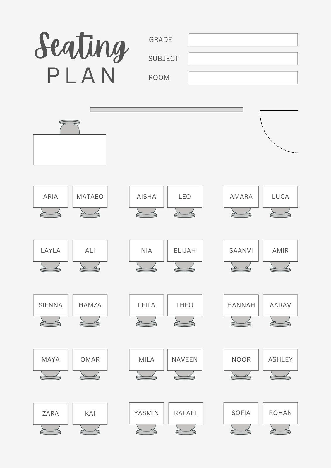 Customize 85 Classroom Seating Charts Templates Online Canva