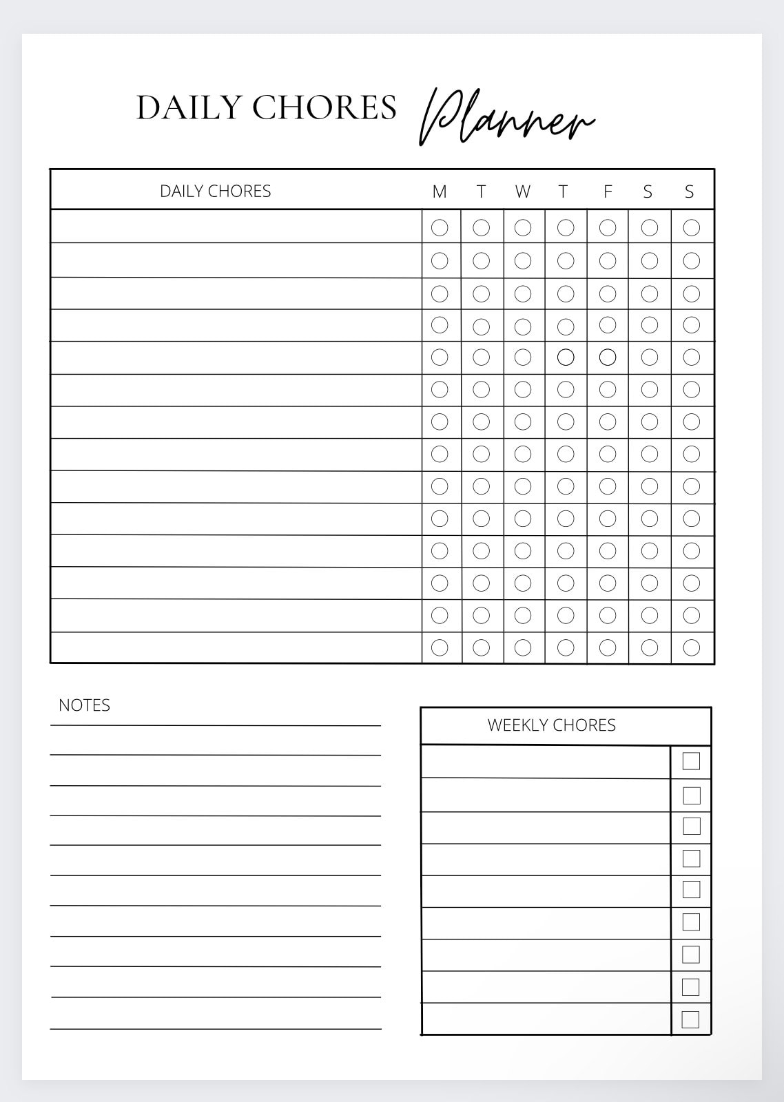 Daily Chores Planner Daily Chore Checklist Household Cleaning Planner Home Organization Sheet Family Task List Routine Organizer Daily Etsy
