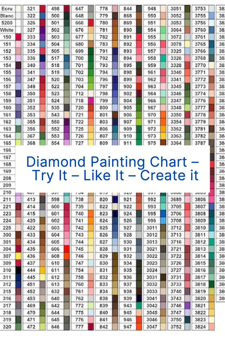 Diamond Painting And DMC Color Chart