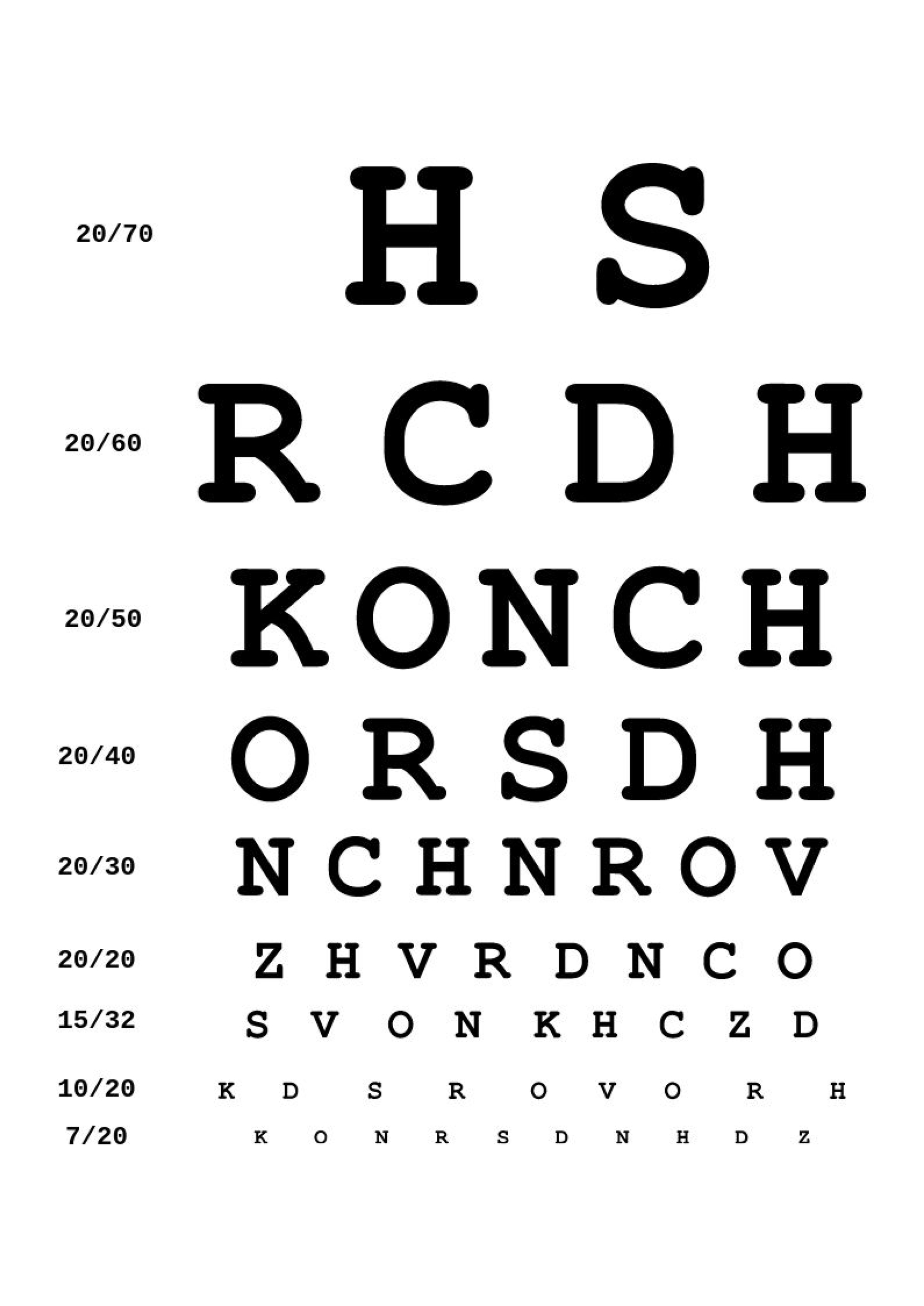 eye exam chart printable