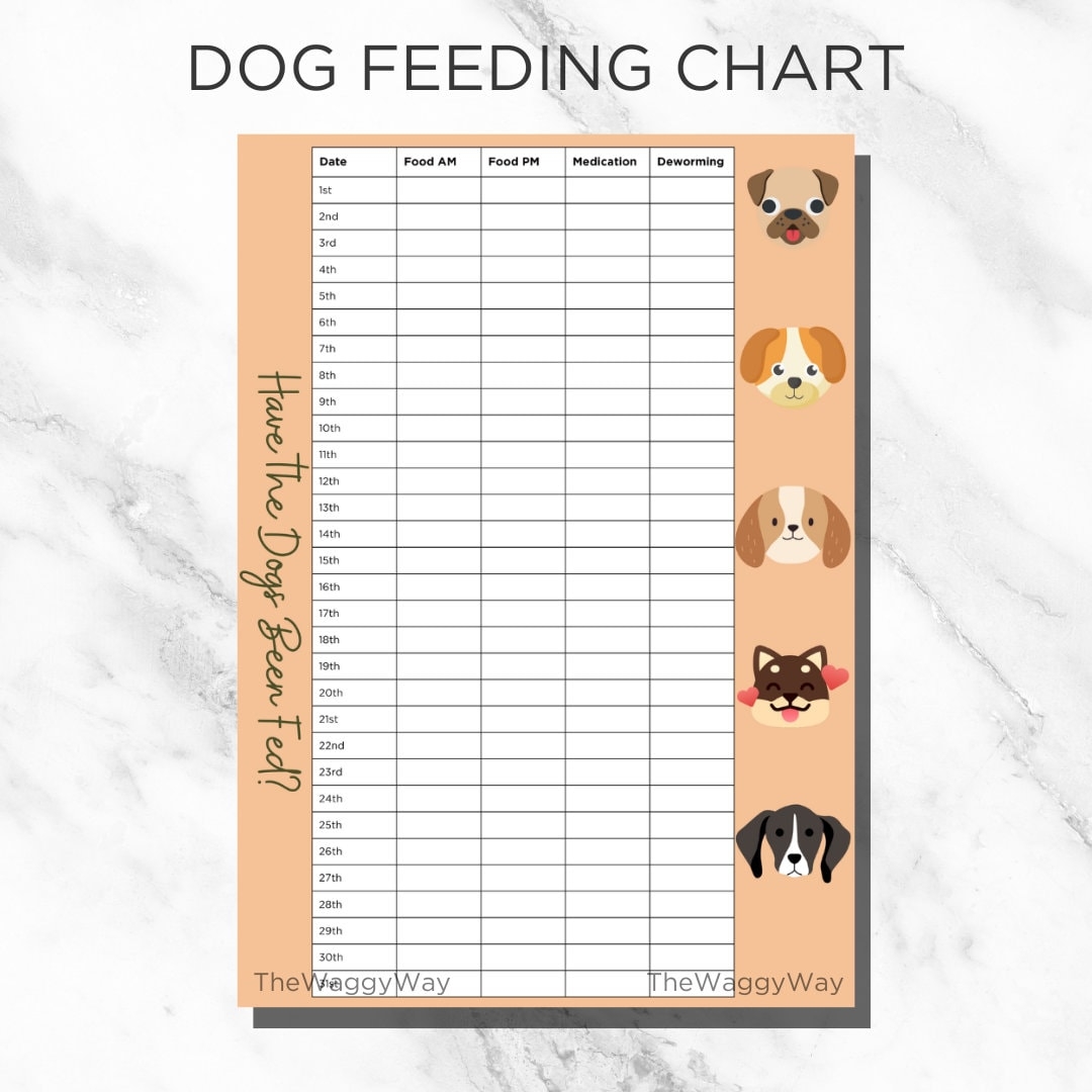 Dog Feeding Chart Dog Food Chart Printable Dog Food Planner Dog Care Poster Cat Feeding Chart Dog Food Planner Etsy