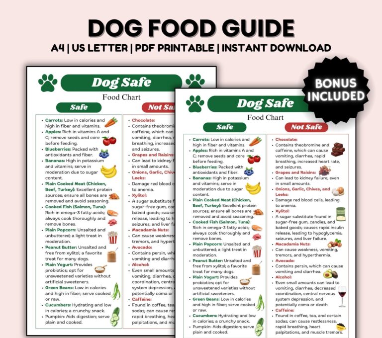 Dog Food Guide Printable Safe Dog Food Dogs To Eat Dog Dietary Chart Poster Dog Food Chart Unsafe Dog Food List Digital Dog Kitchen Chart Etsy