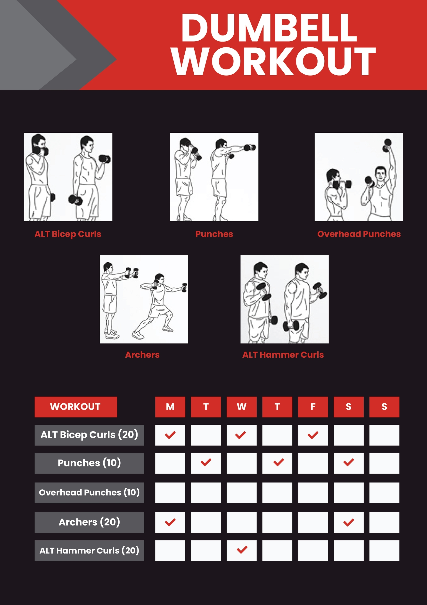 Dumbell Workout Chart In Illustrator PDF Download Template Dumbell Workout Chart In Illustrator PDF Download Template