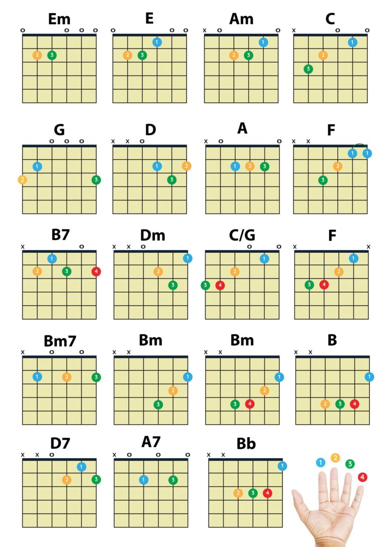 Easy Guitar Chords Chart Beginner Guitar Poster PDF Download Etsy