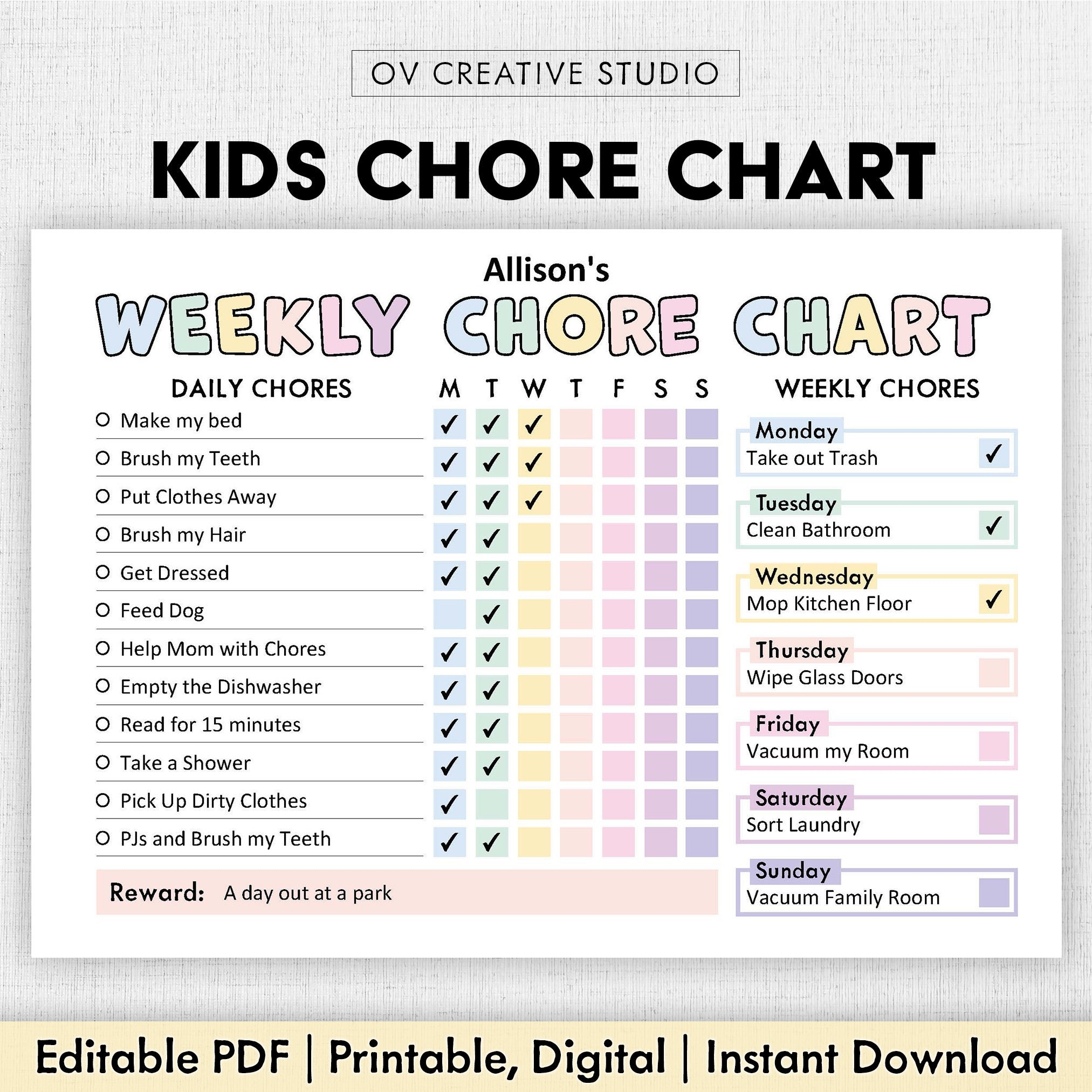 responsibility chart printable