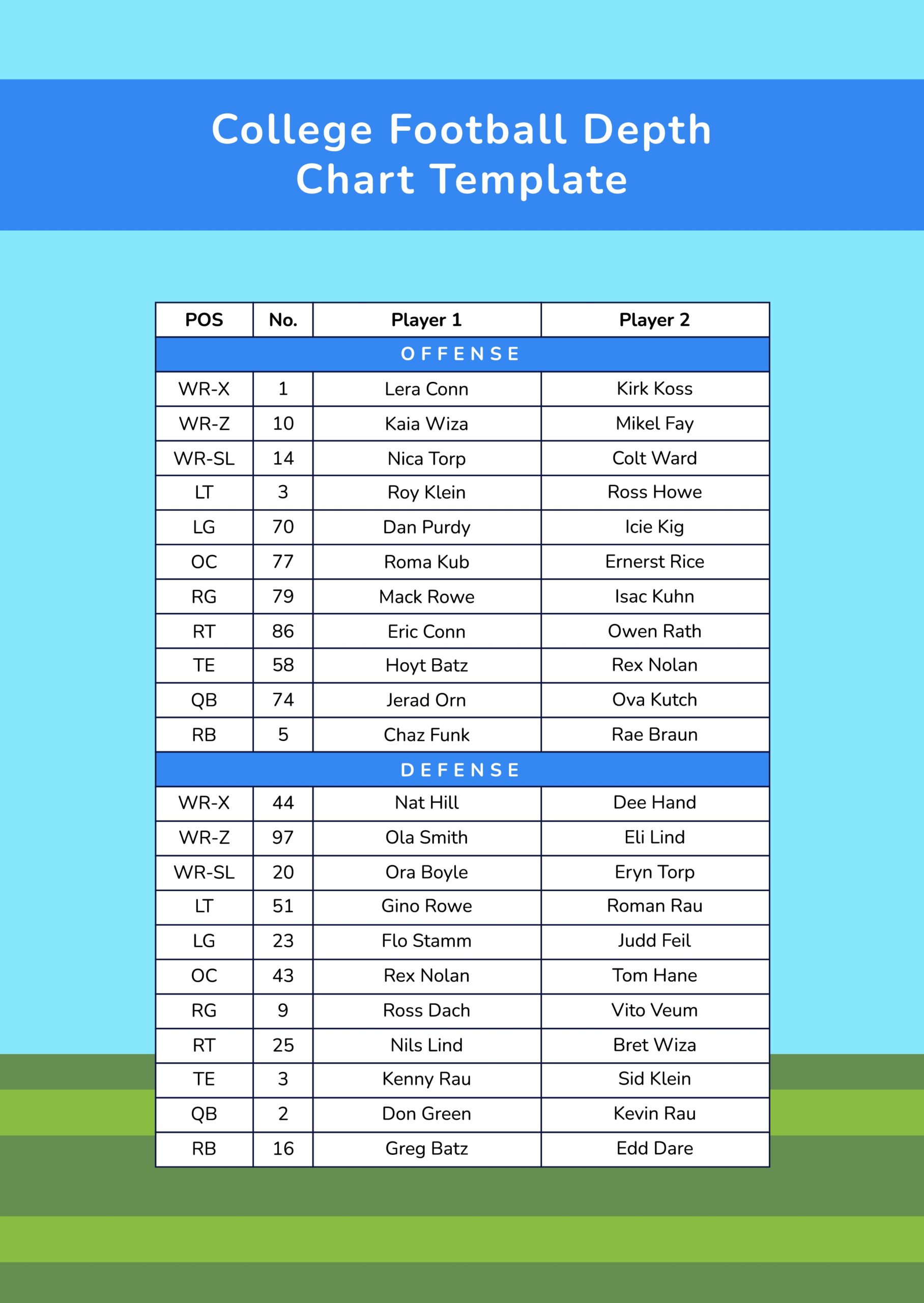 nfl depth charts printable pdf