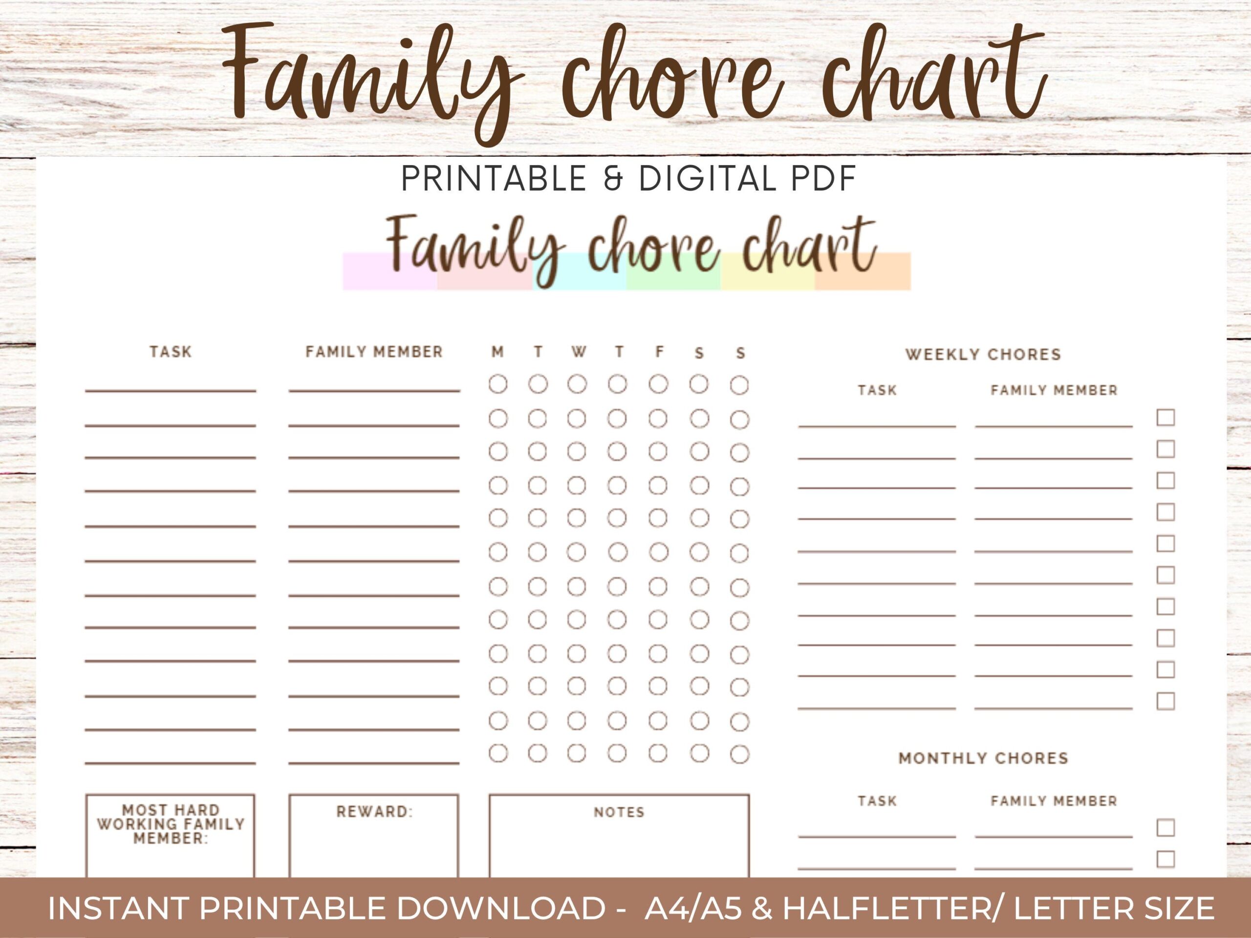 Family Chore Chart Printable Chore Checklist Family Checklist Kids Chores Kids Chore List Cleaning Schedule Fillable PDF Instant Etsy