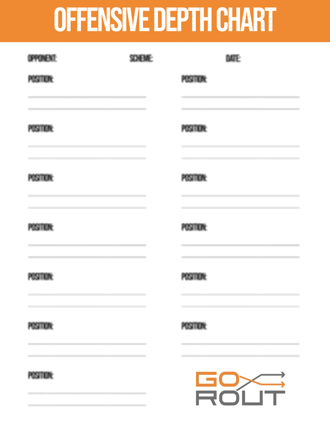 Football Depth Chart FREE GoRout