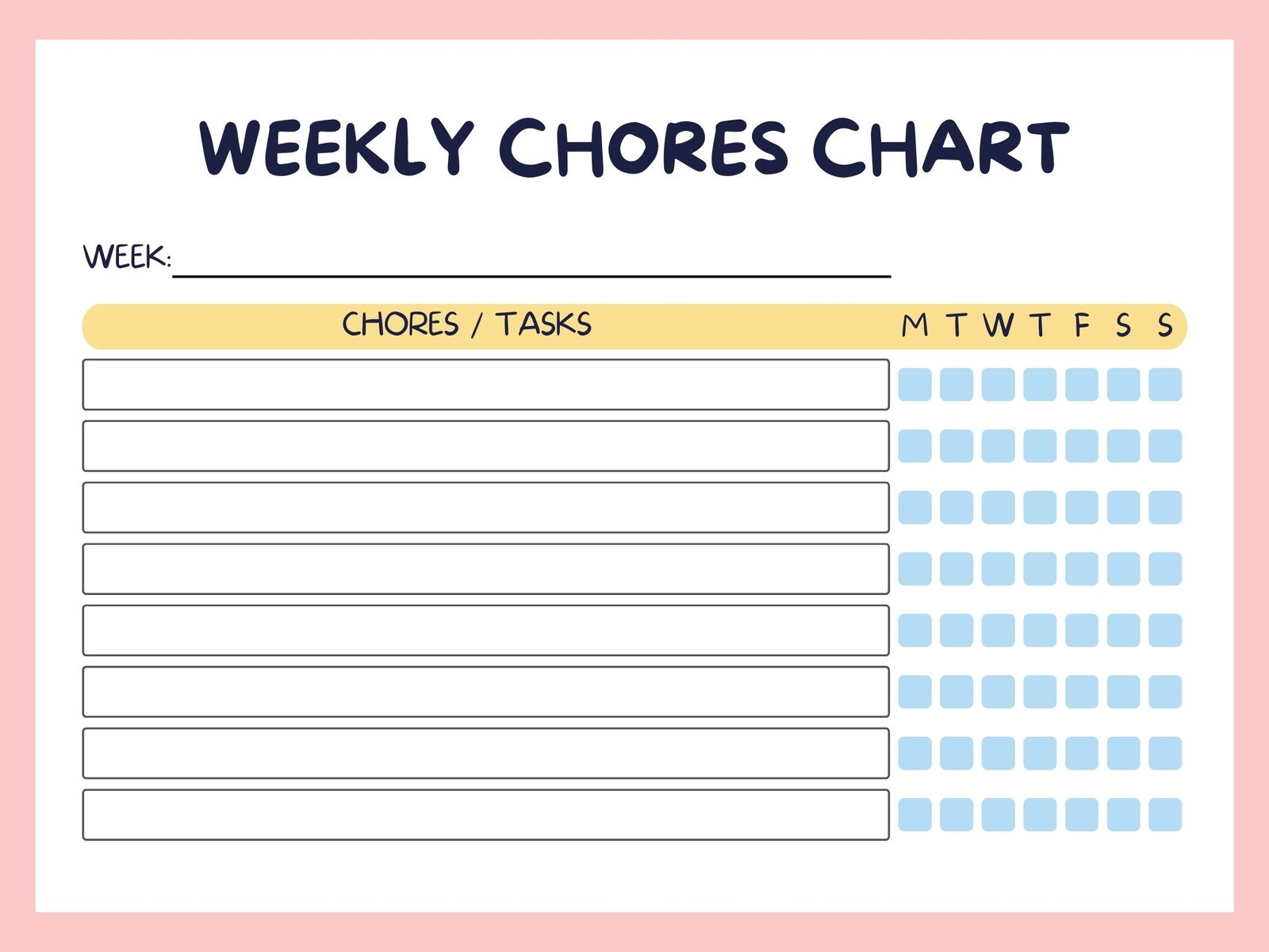 printable chore charts for teens