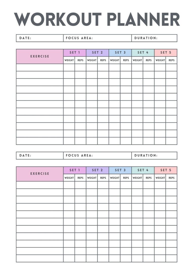 Free And Customizable Workout Templates