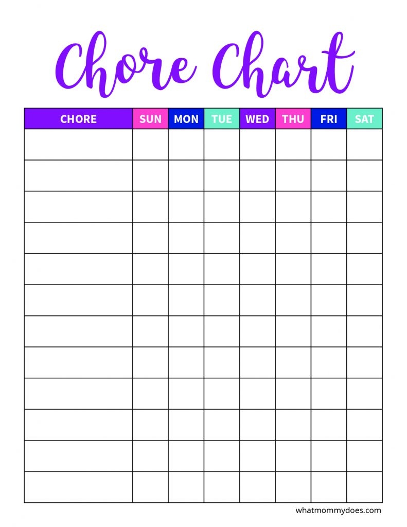 chore charts free printable