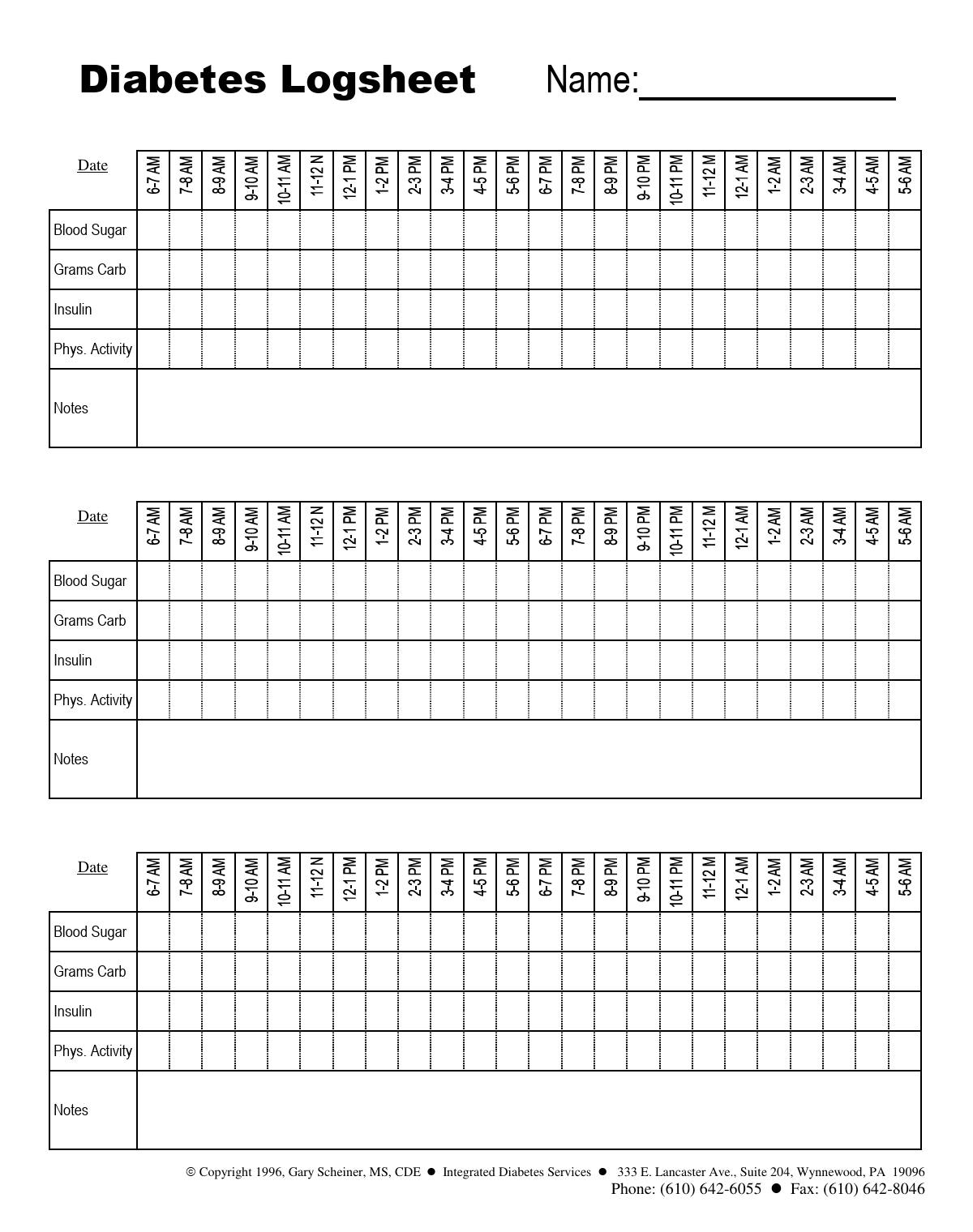 Free Diabetes Log Sheets In PDF And Word Formats Free Diabetes Log Sheets In PDF And Word Formats