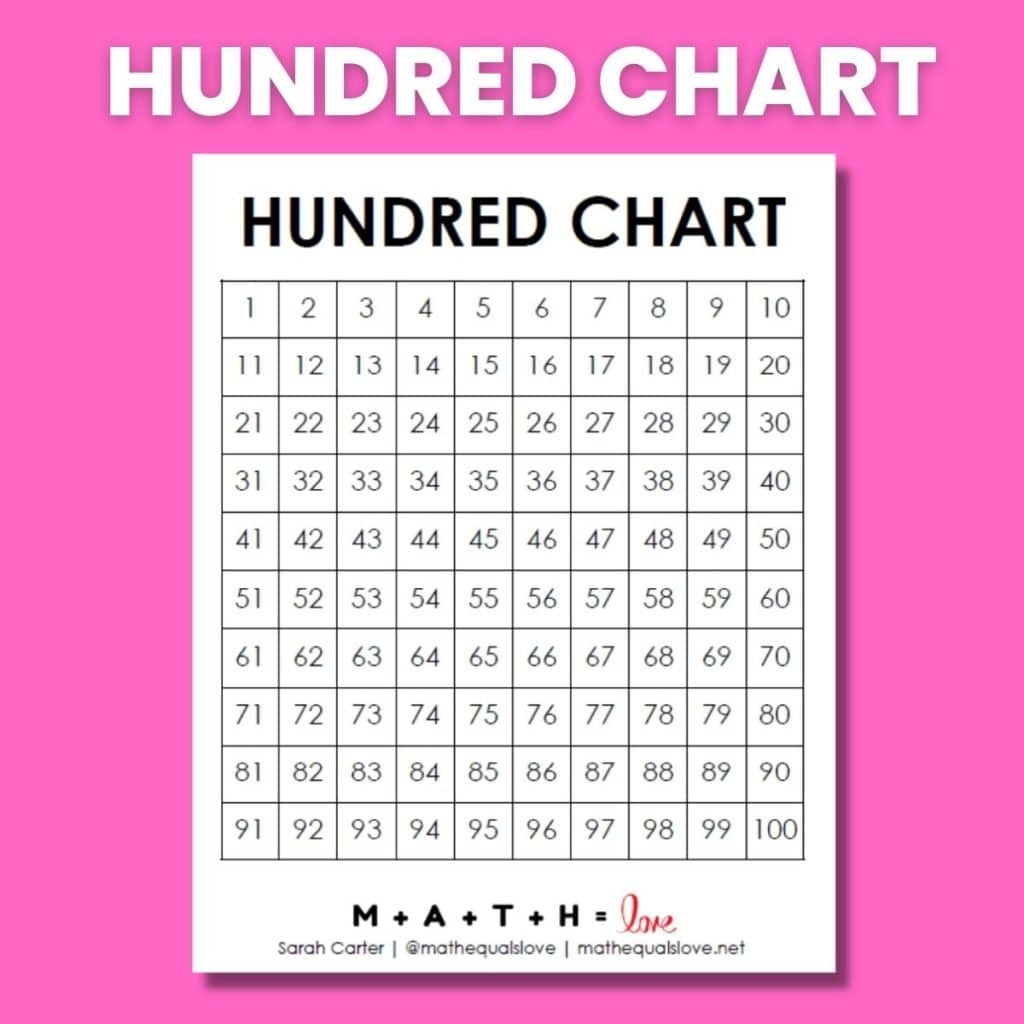 printable 100 chart free