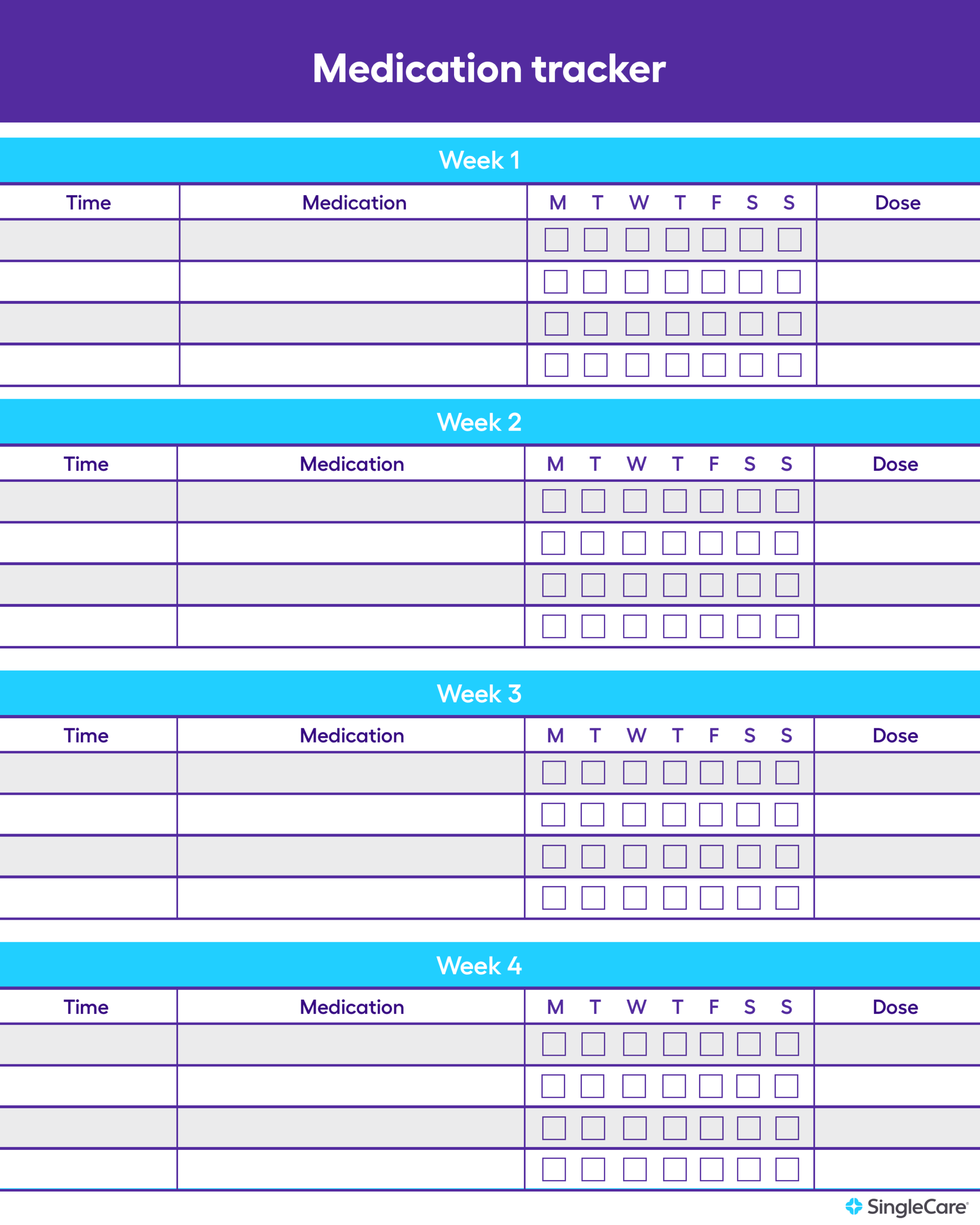 medication chart printable