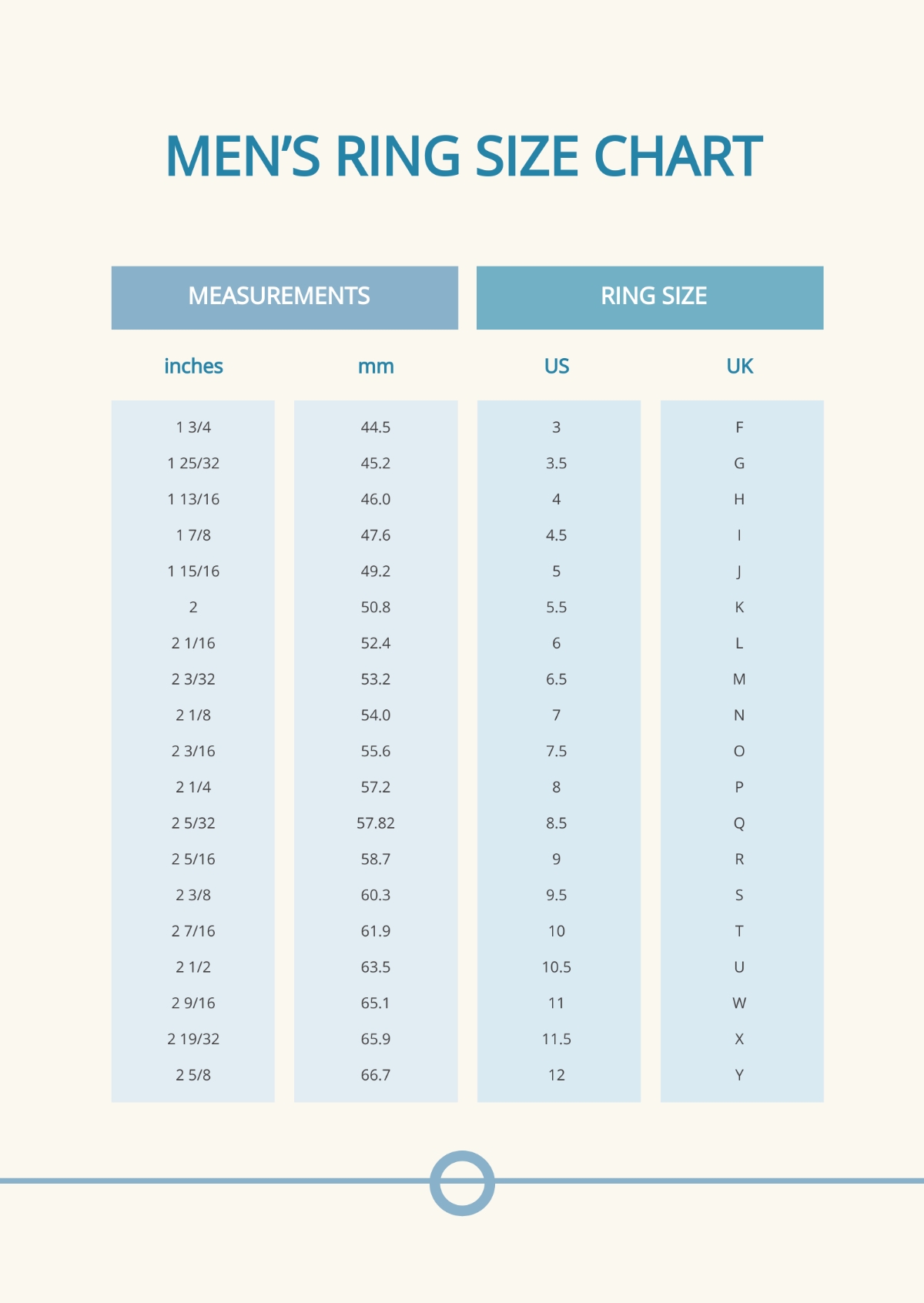 Free Mens Ring Size Chart Template To Edit Online