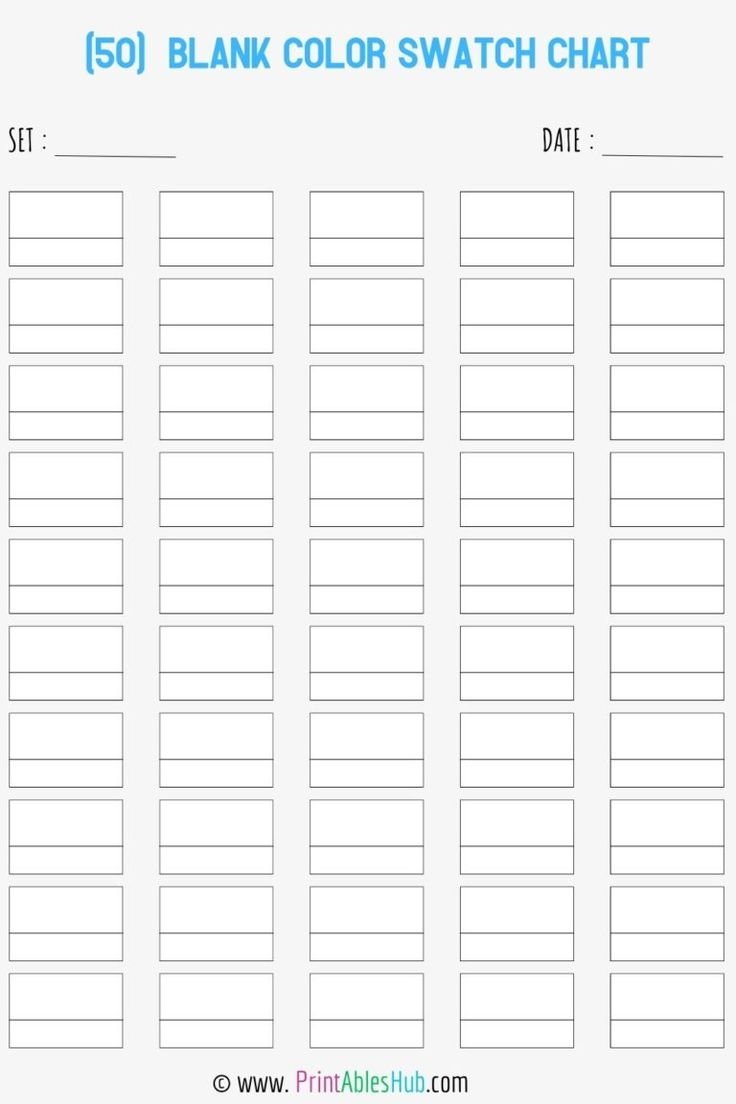 free printable blank color swatch chart