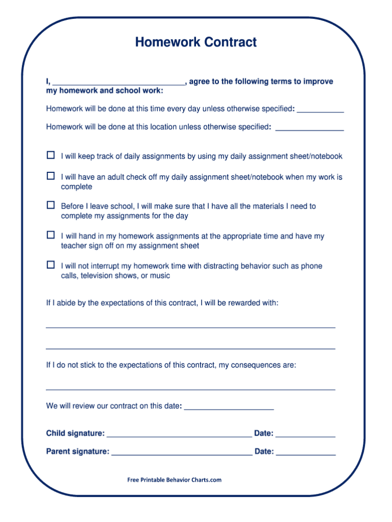 Free Printable Behavior Contracts Charts Fill Out Sign Online DocHub